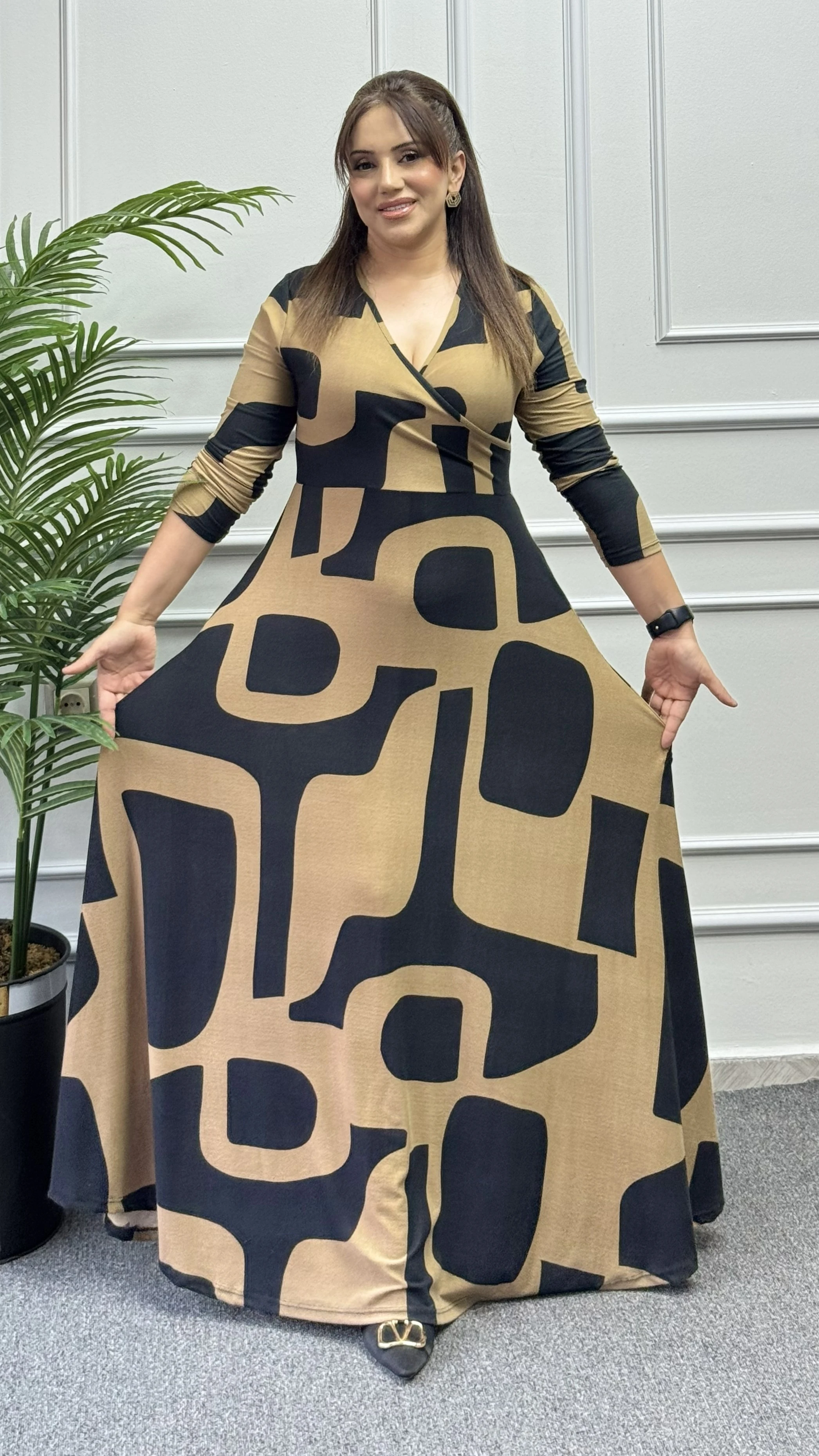 KRUVAZE UZUN ELBİSE 