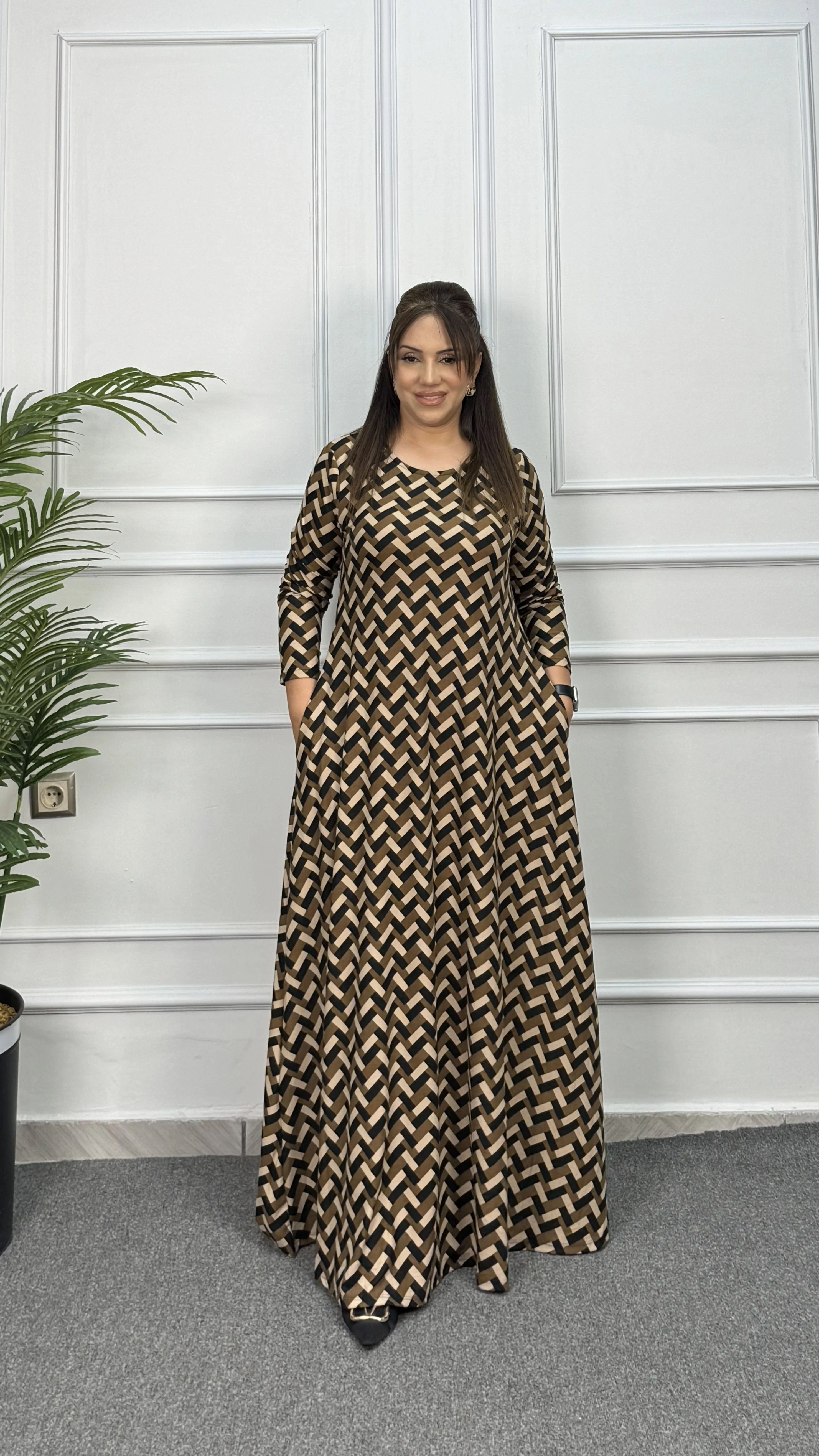 UZUN BİSİKLET YAKA ELBİSE