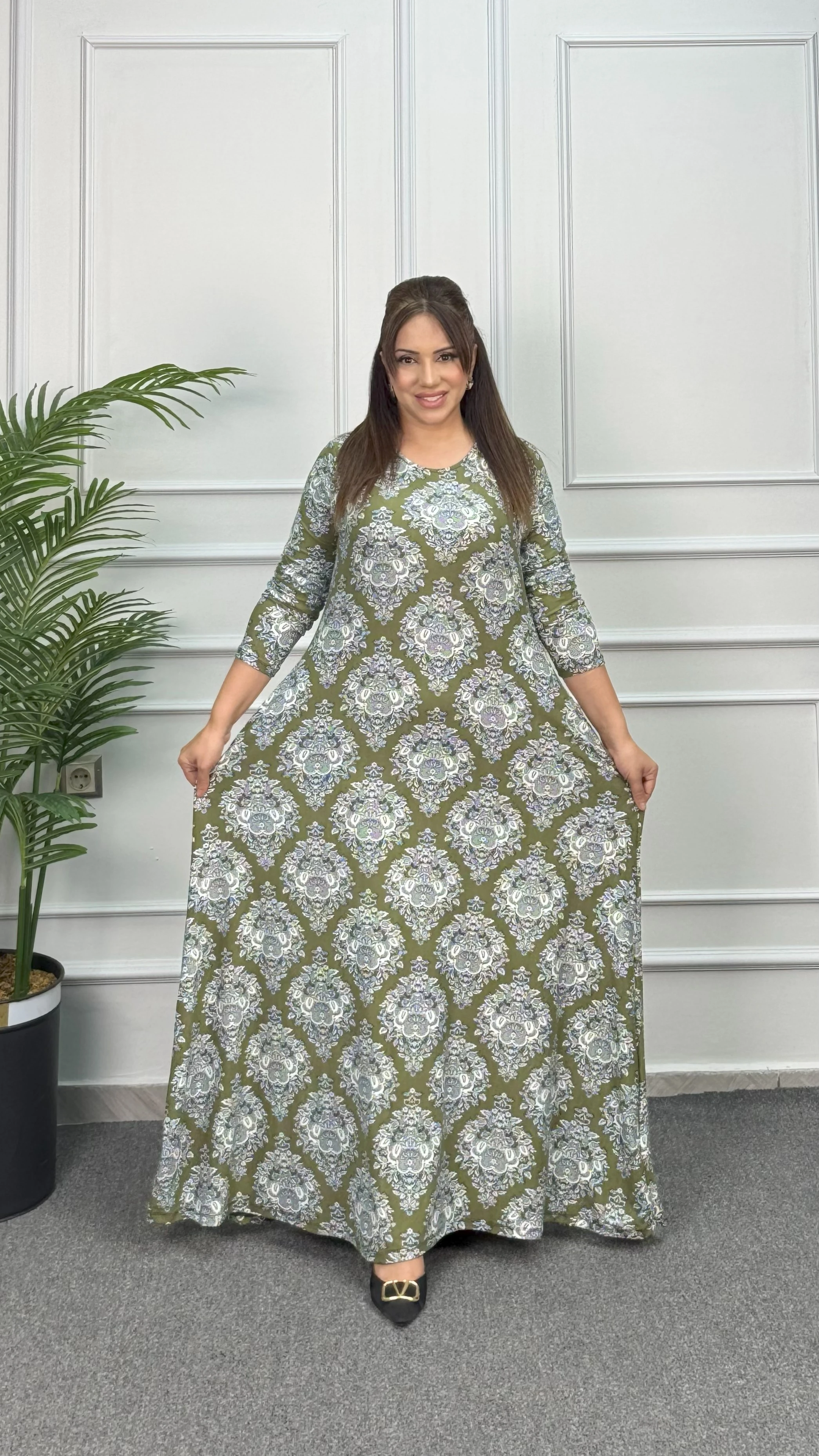 UZUN BİSİKLET YAKA ELBİSE