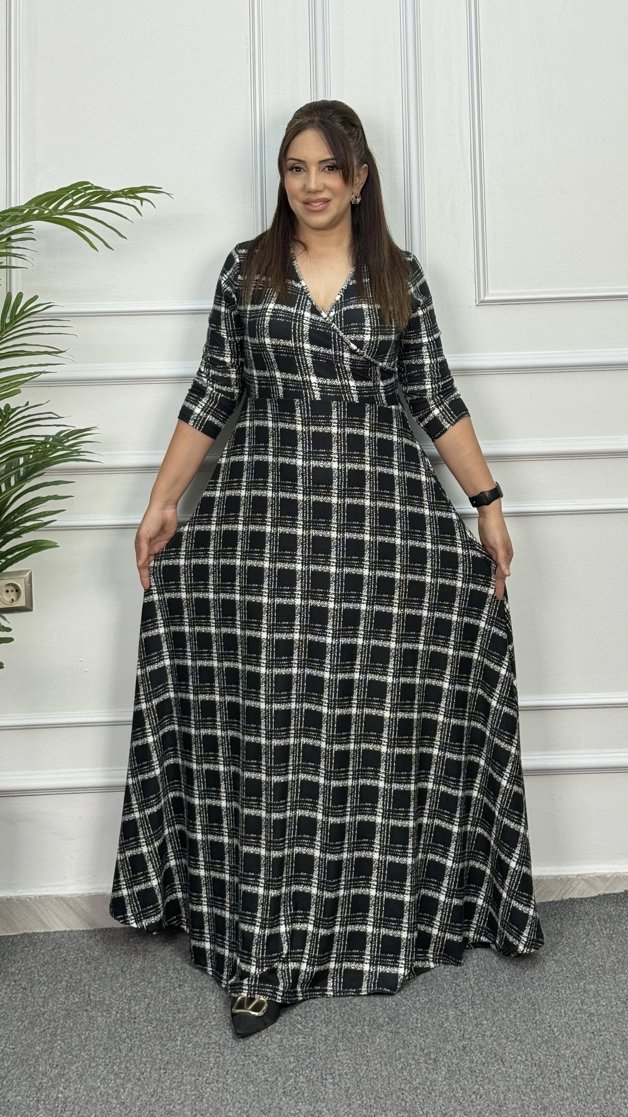 KRUVAZE UZUN ELBİSE