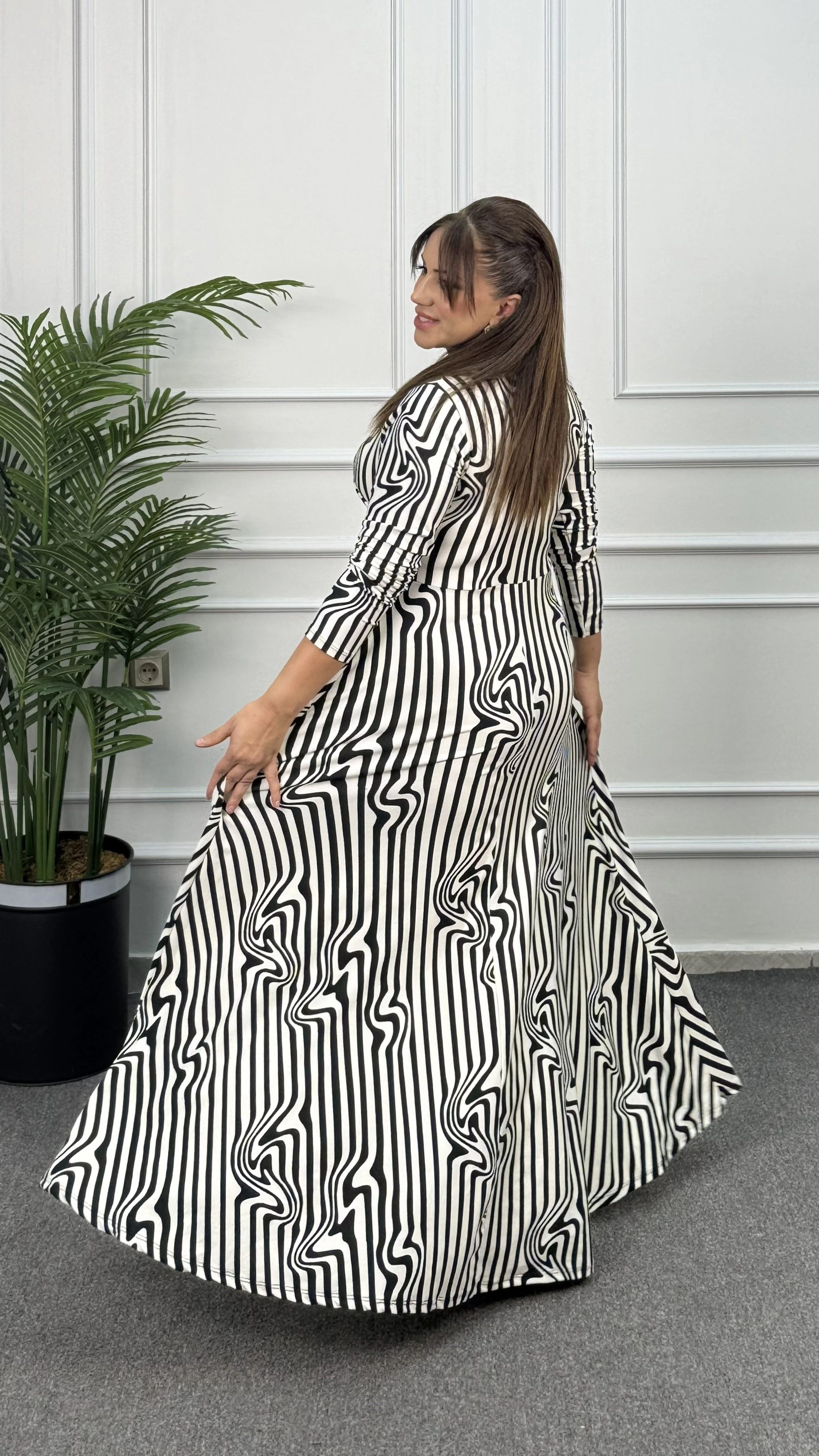 UZUN SÜET KRUVAZE ELBİSE