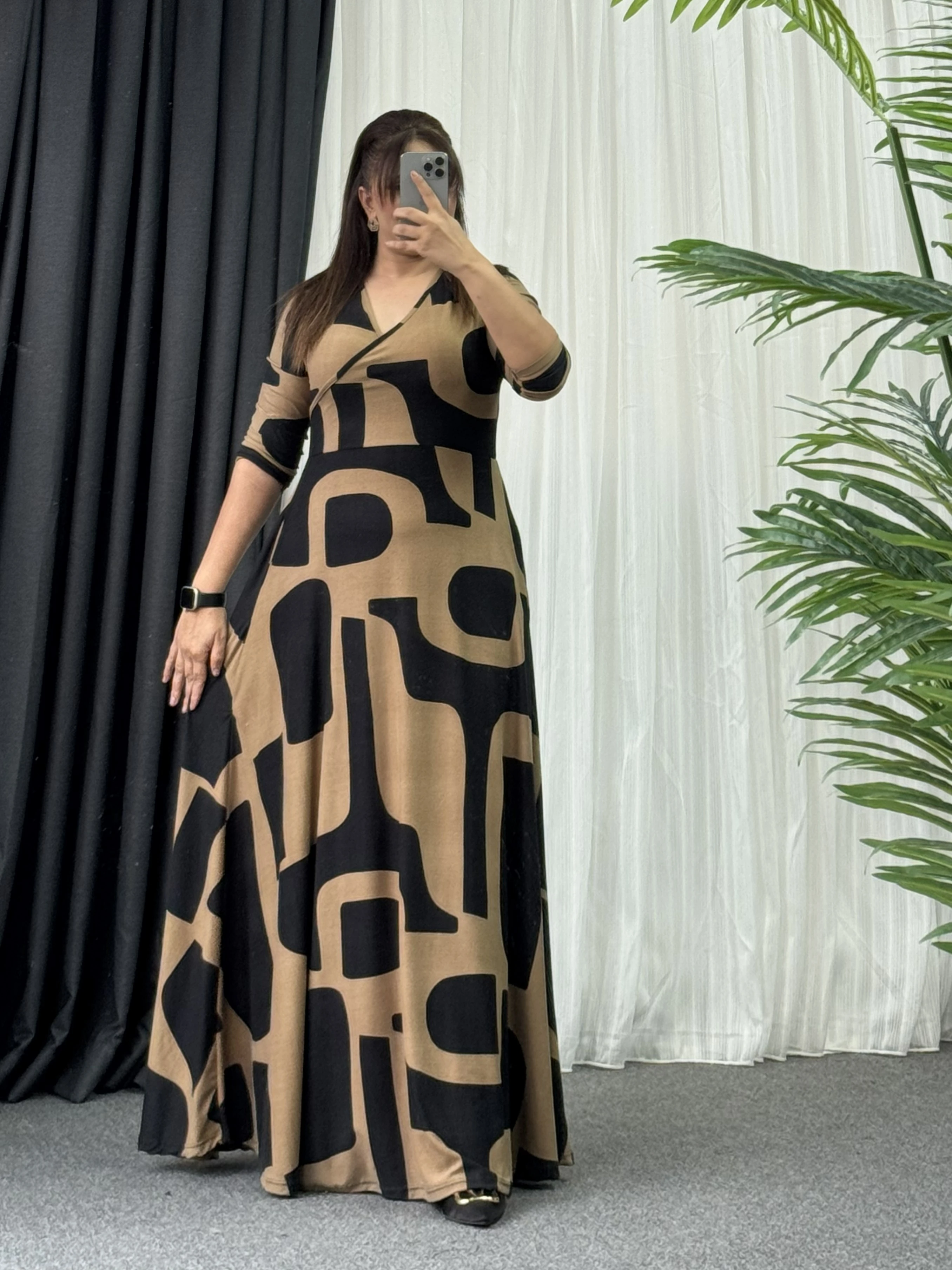 KRUVAZE UZUN ELBİSE 