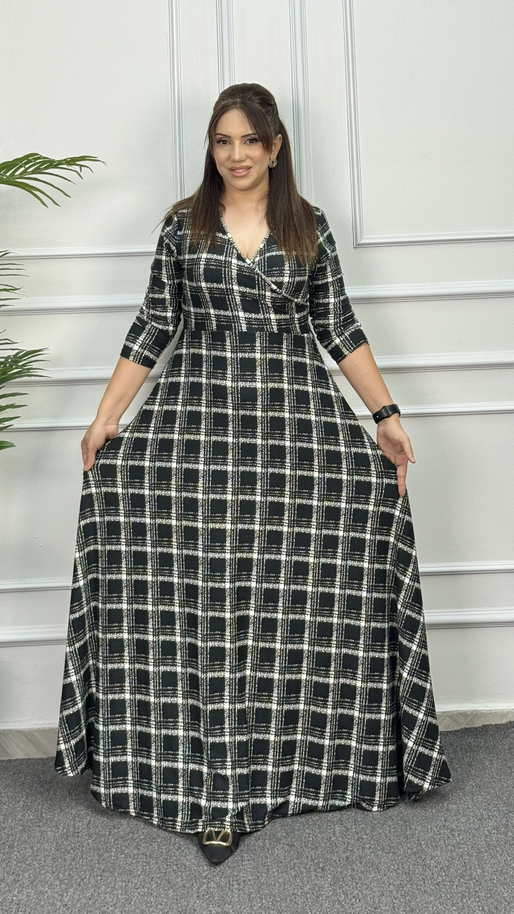 KRUVAZE UZUN ELBİSE