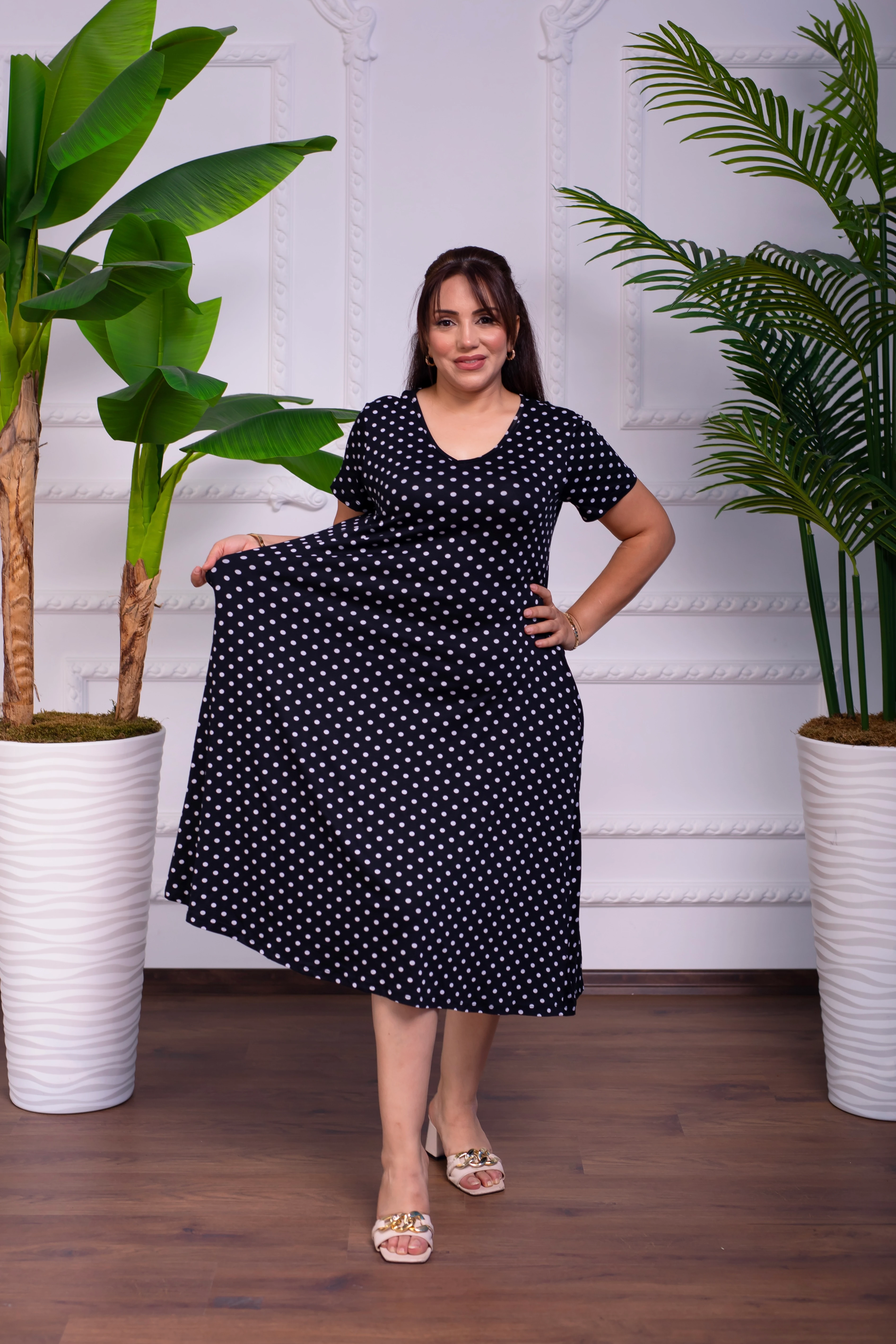 Puantiyeli penye  elbise