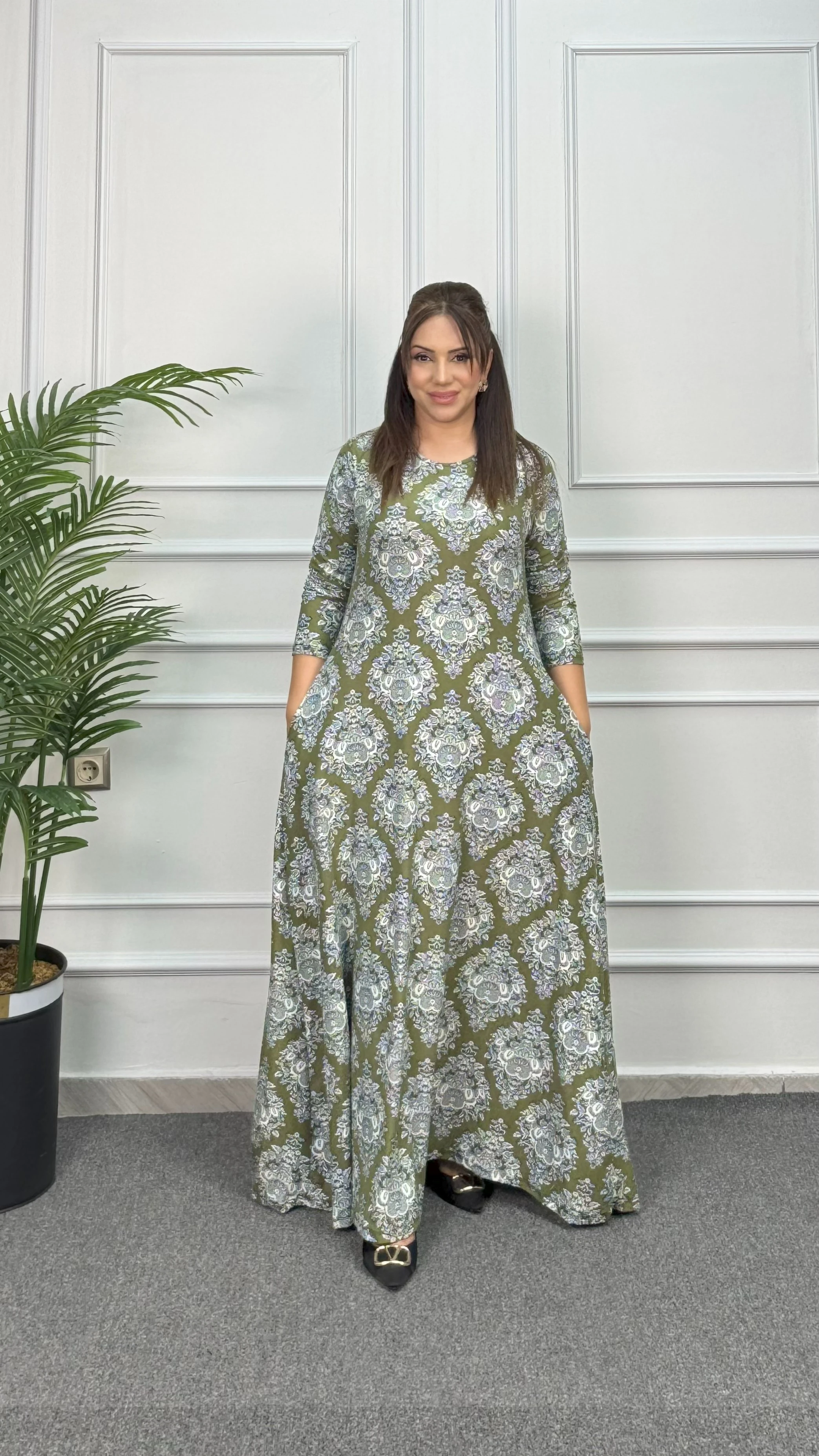 UZUN BİSİKLET YAKA ELBİSE