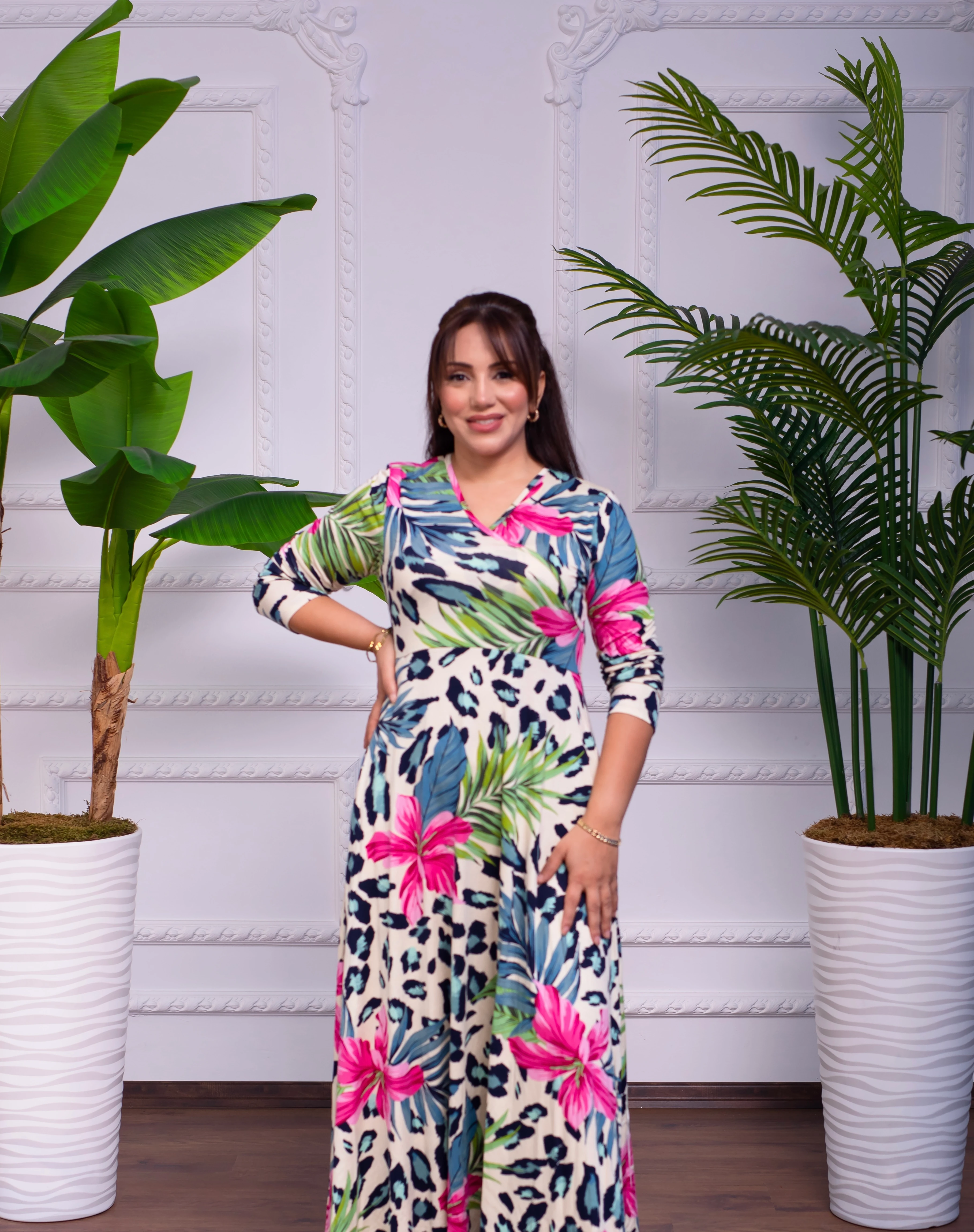 ÇİÇEKLİ UZUN PENYE ELBİSE