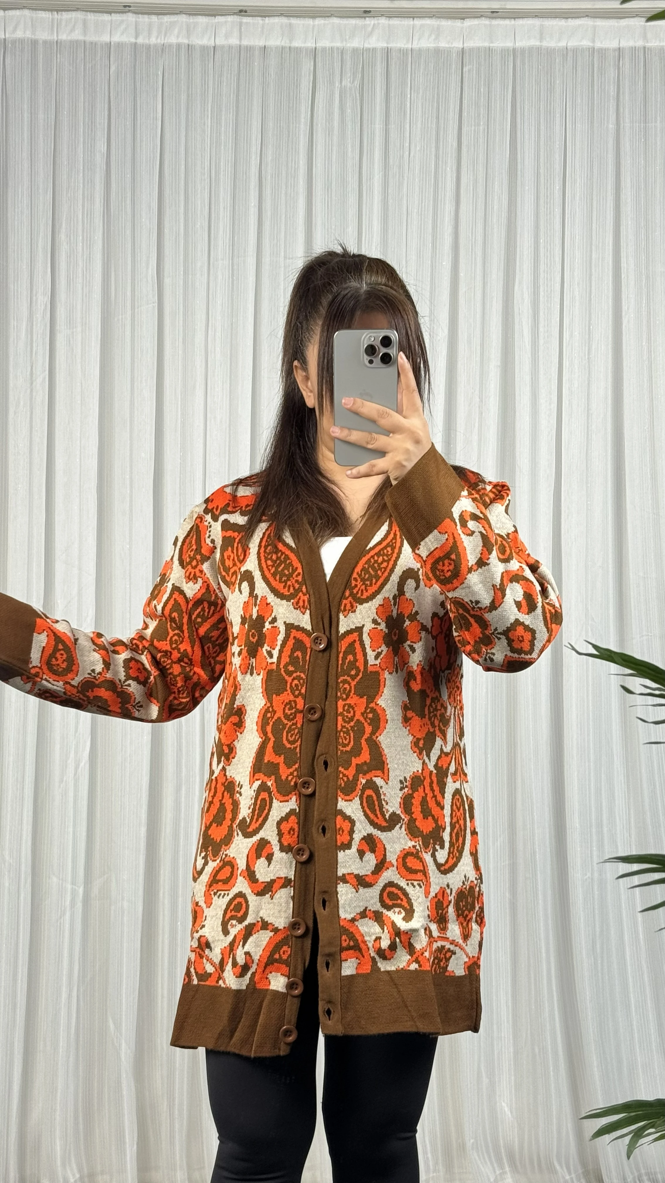 TRİKO DÜĞMELİ TUNİK HIRKA - Turuncu