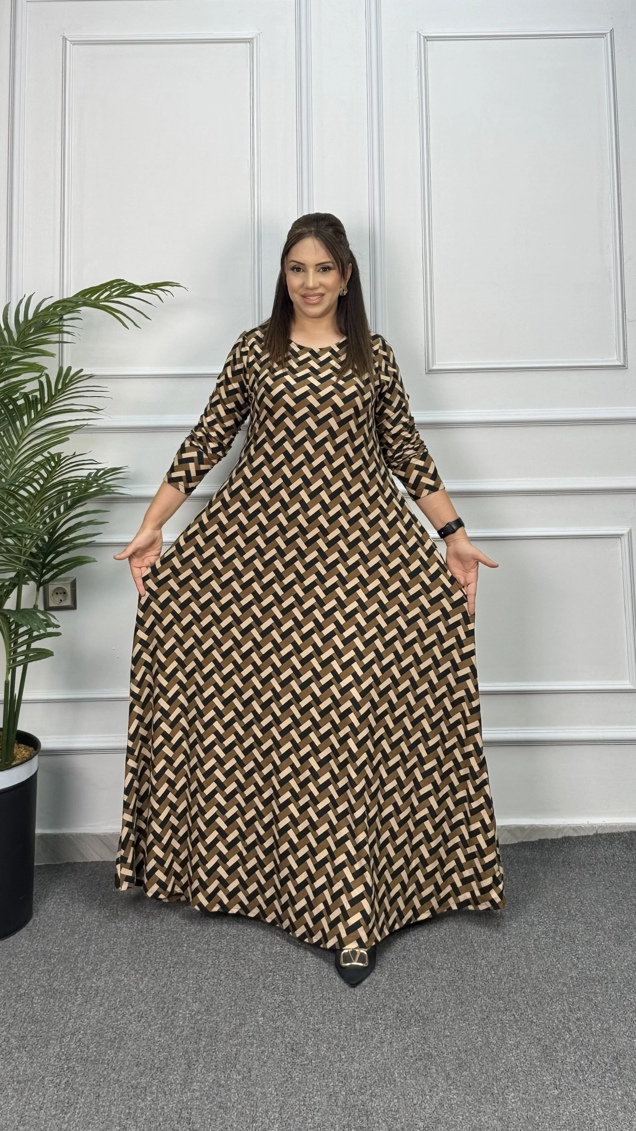 UZUN BİSİKLET YAKA ELBİSE