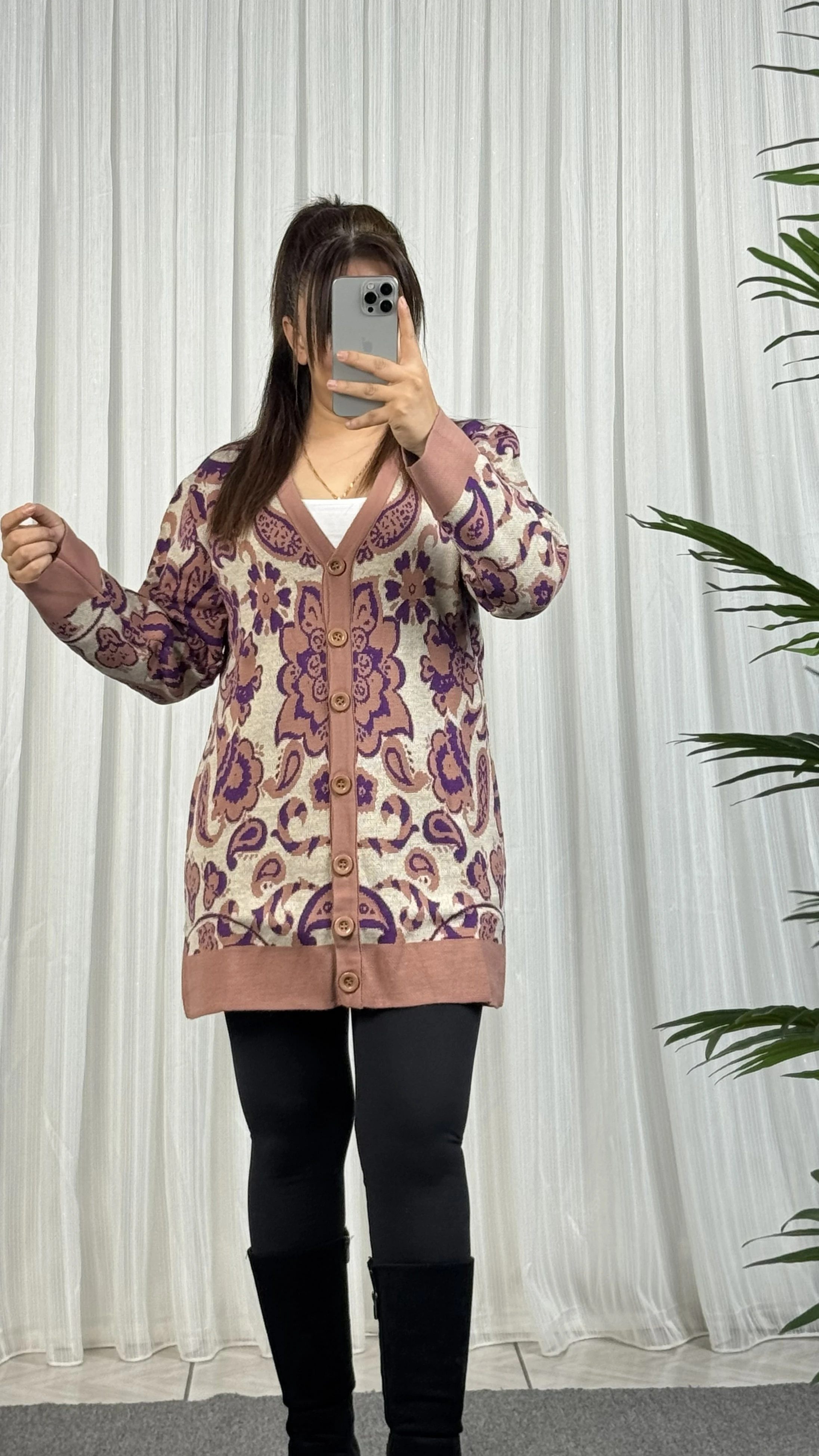 TRİKO DÜĞMELİ TUNİK HIRKA - Toz Pembe