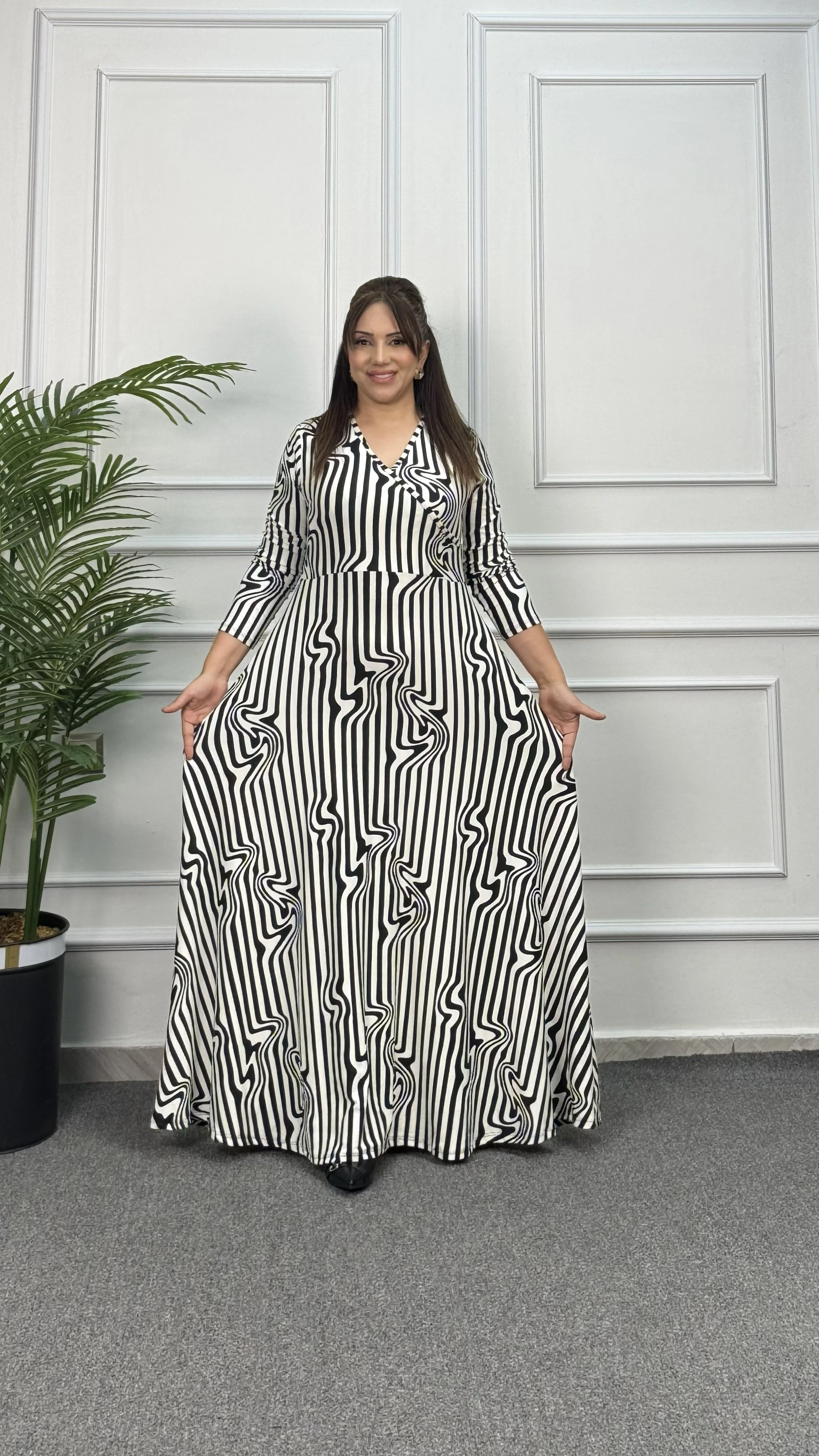 UZUN SÜET KRUVAZE ELBİSE