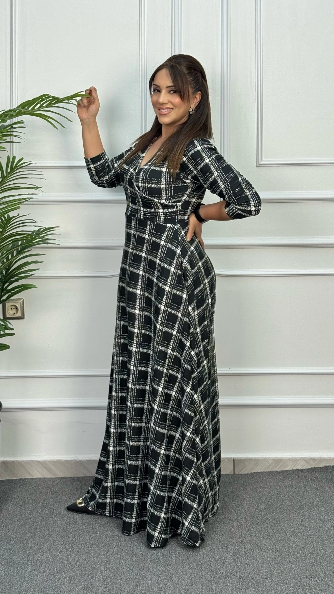 KRUVAZE UZUN ELBİSE