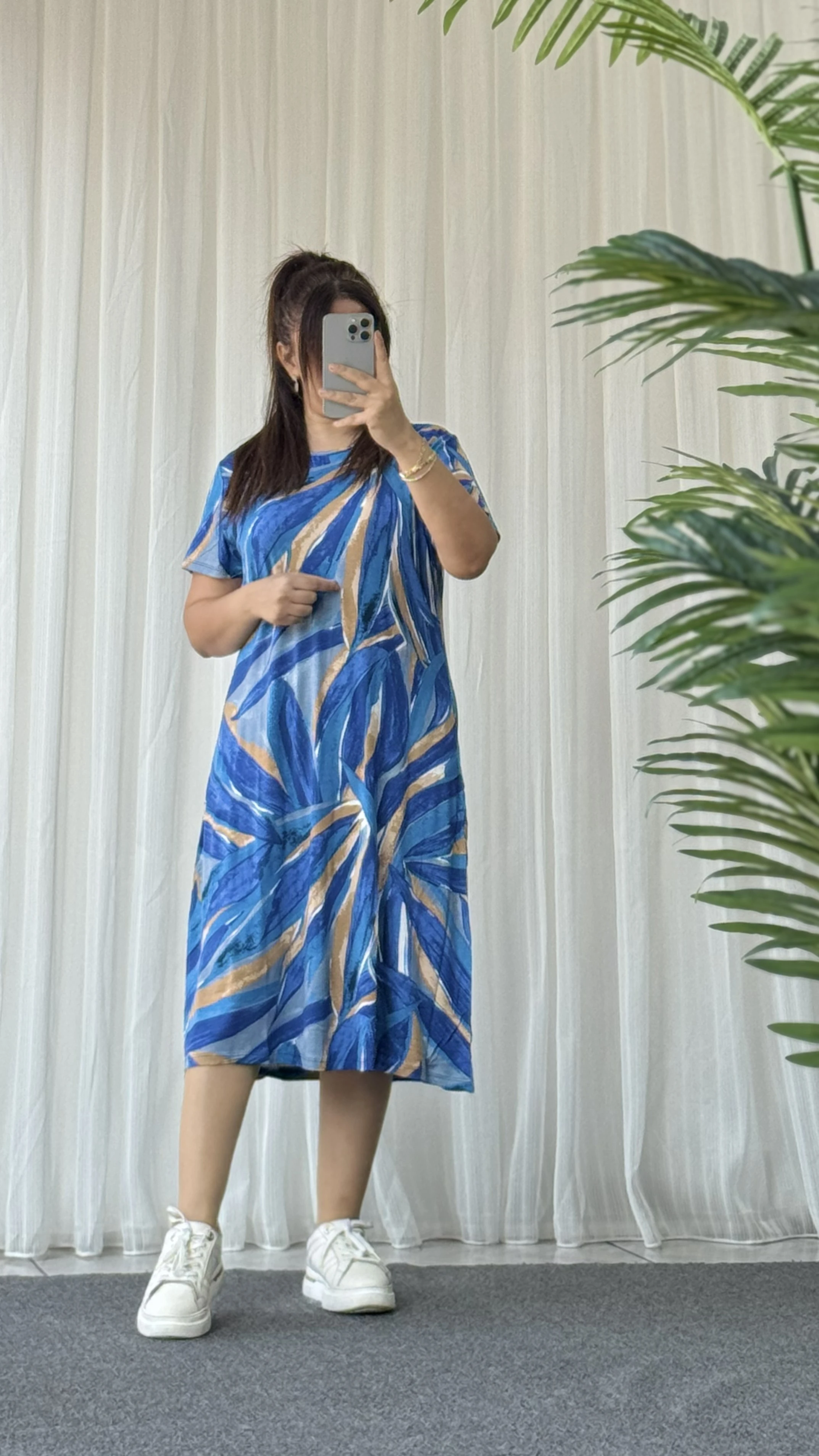 MİDİ BOY PENYE MAVİ ELBİSE 