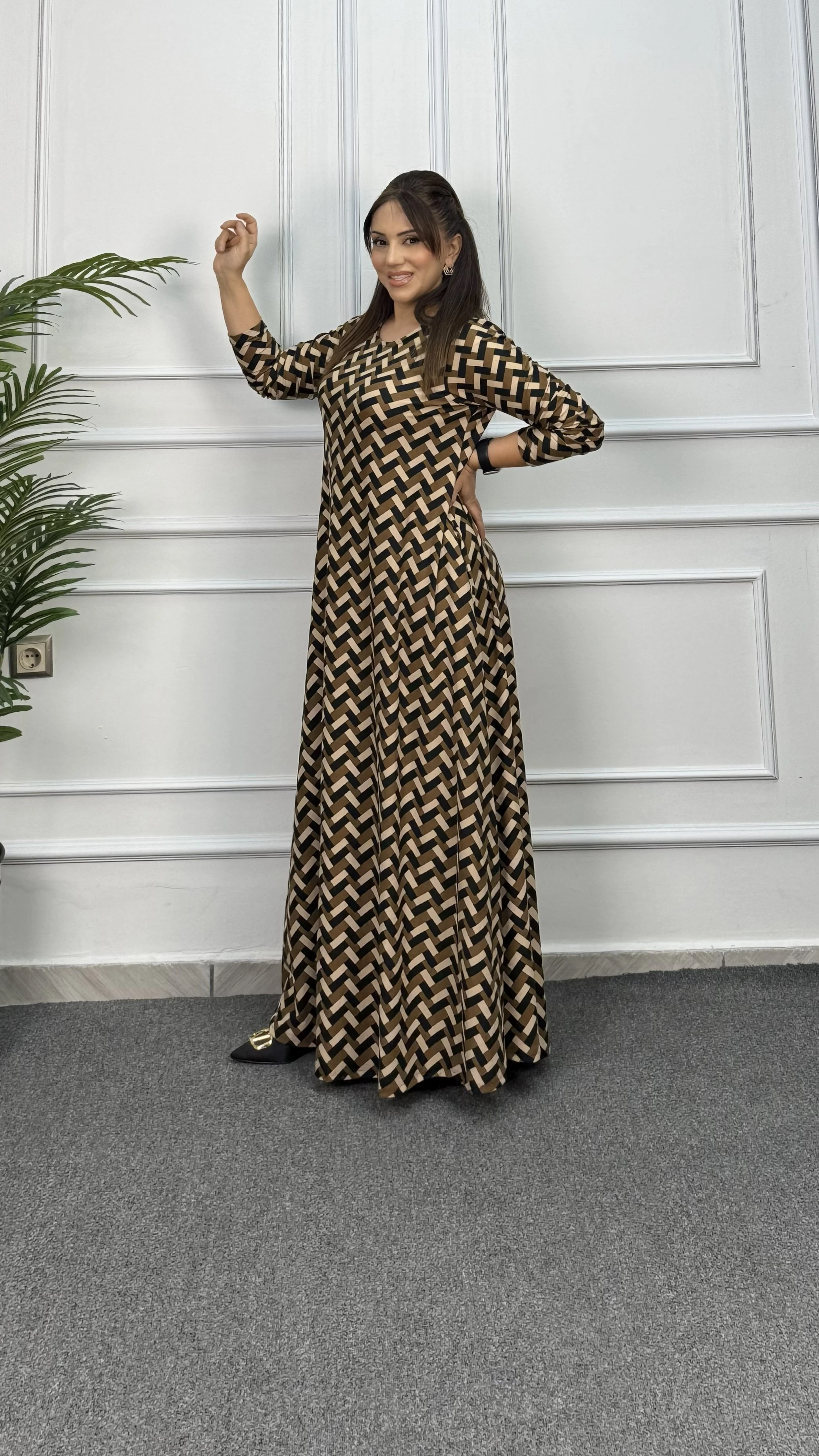 UZUN BİSİKLET YAKA ELBİSE