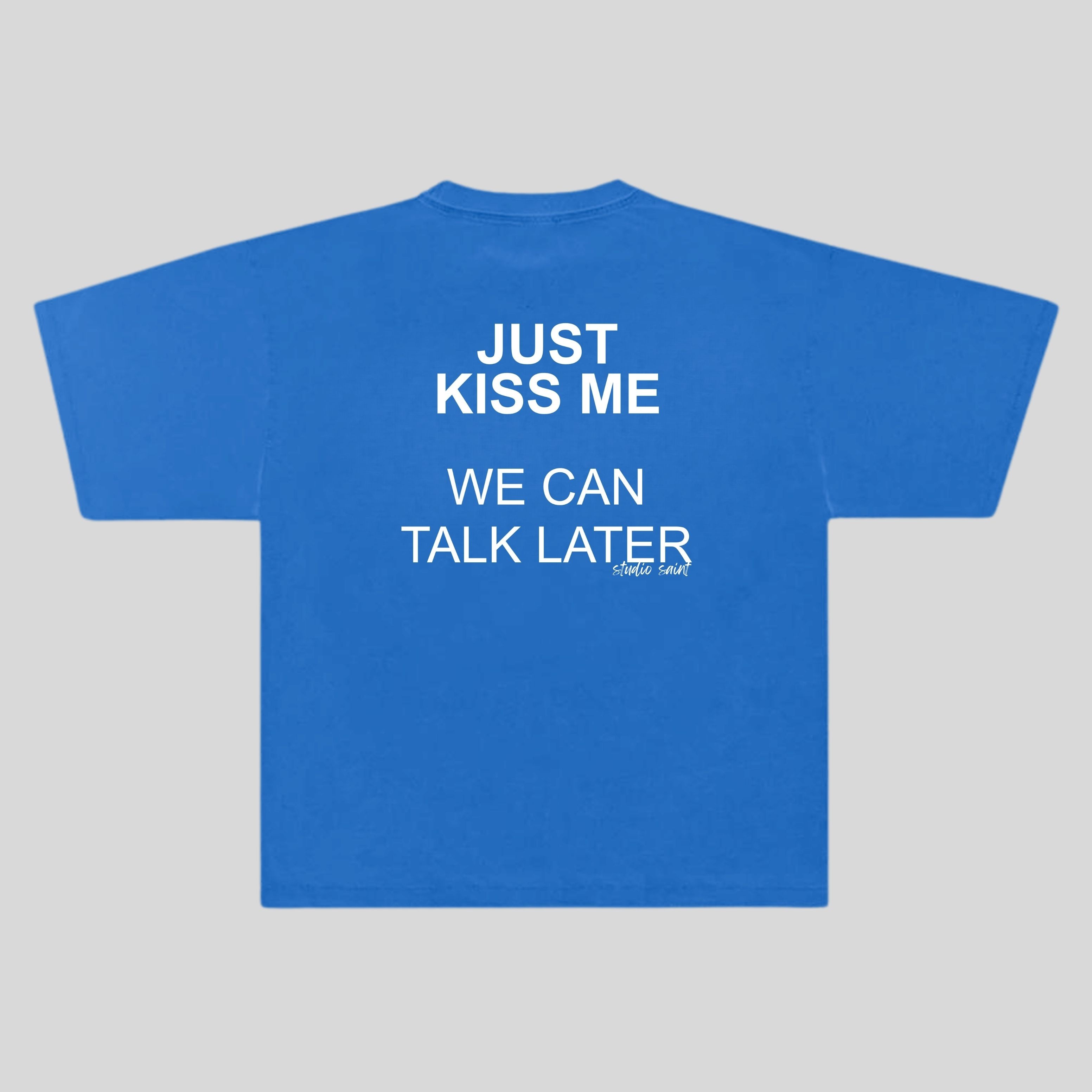 Blue Just Kiss Me Oversize T-shirt