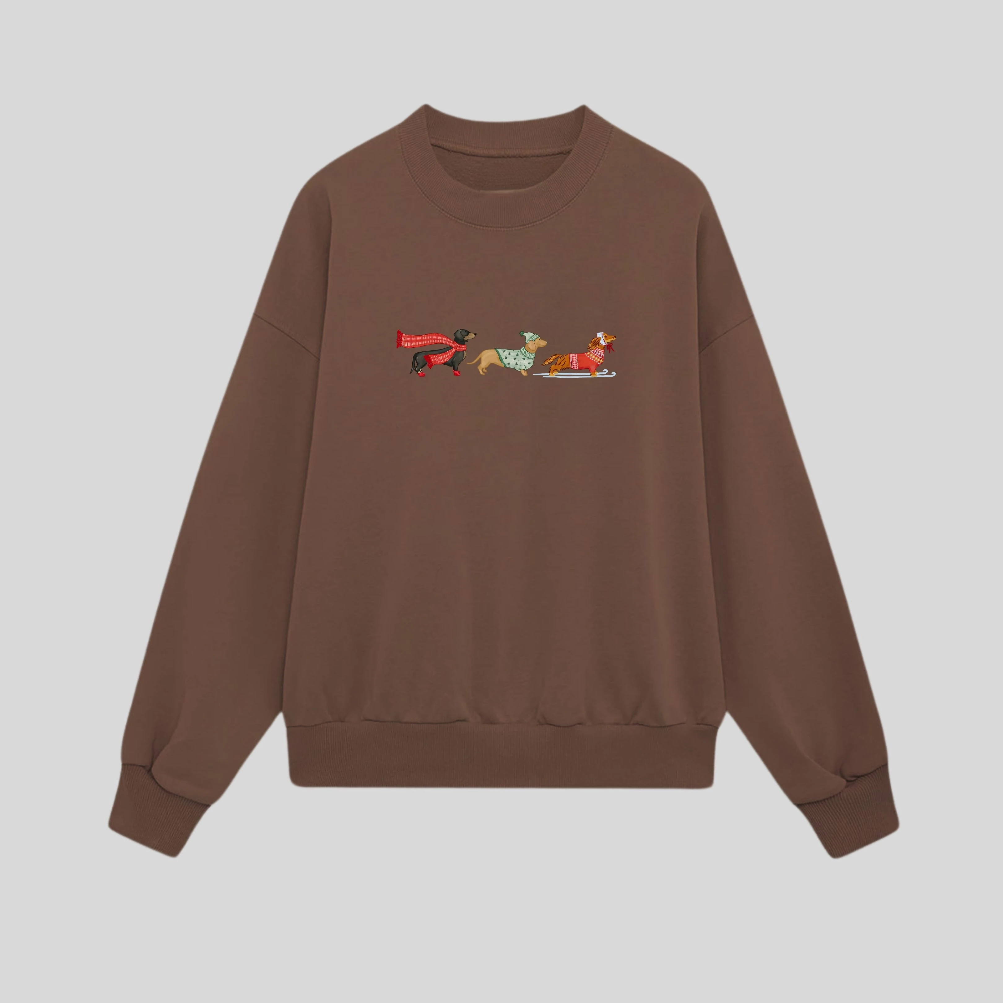 Brown Christmas Dogs Oversize Sweatshirt