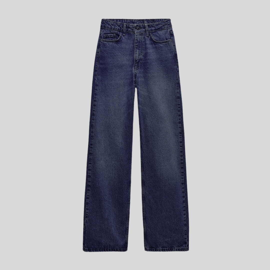 Straight Fit Super Yüksek Bel Jean - Dark Blue