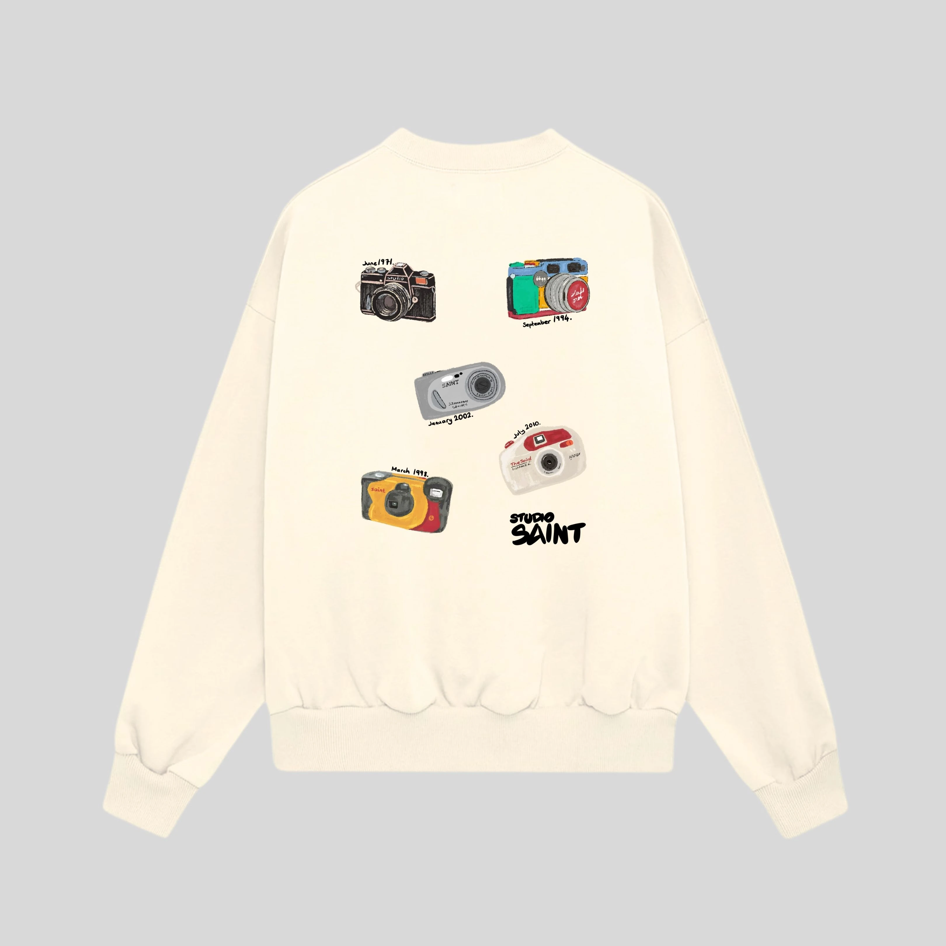 Cream Photo Oversize Sweatshirt
