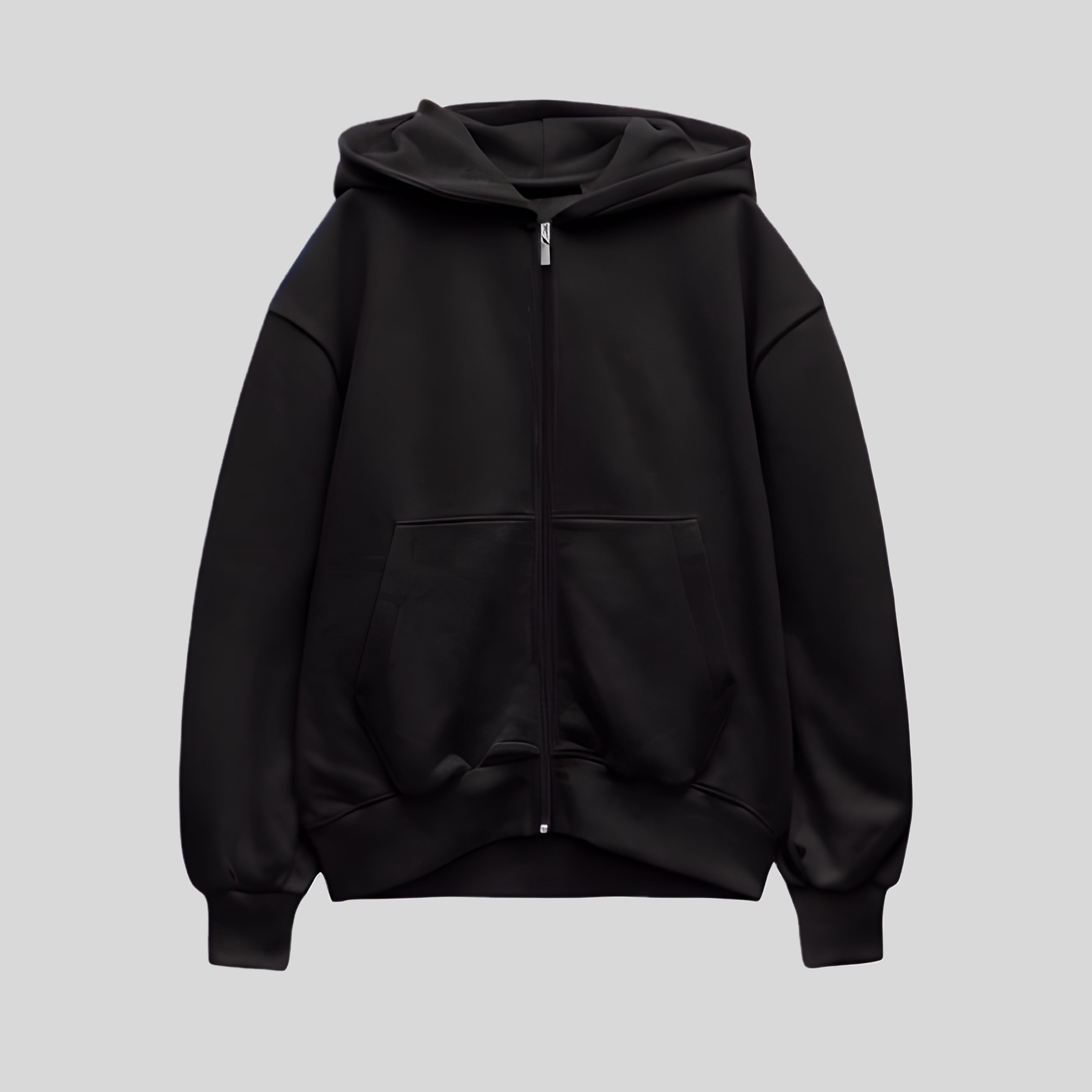 Black Zip Oversize Hoodie