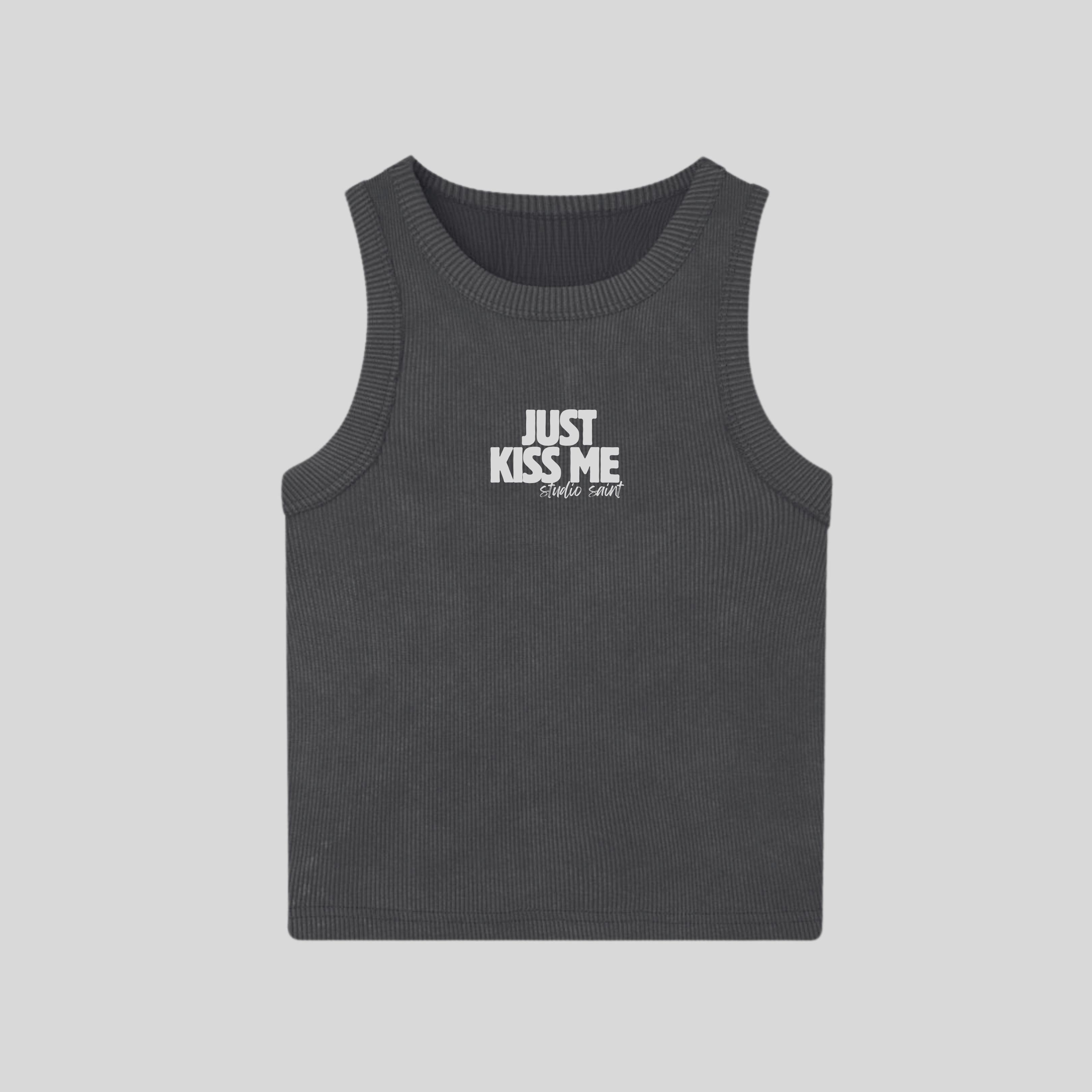 Dark Gray Just Kiss Me Tank Top