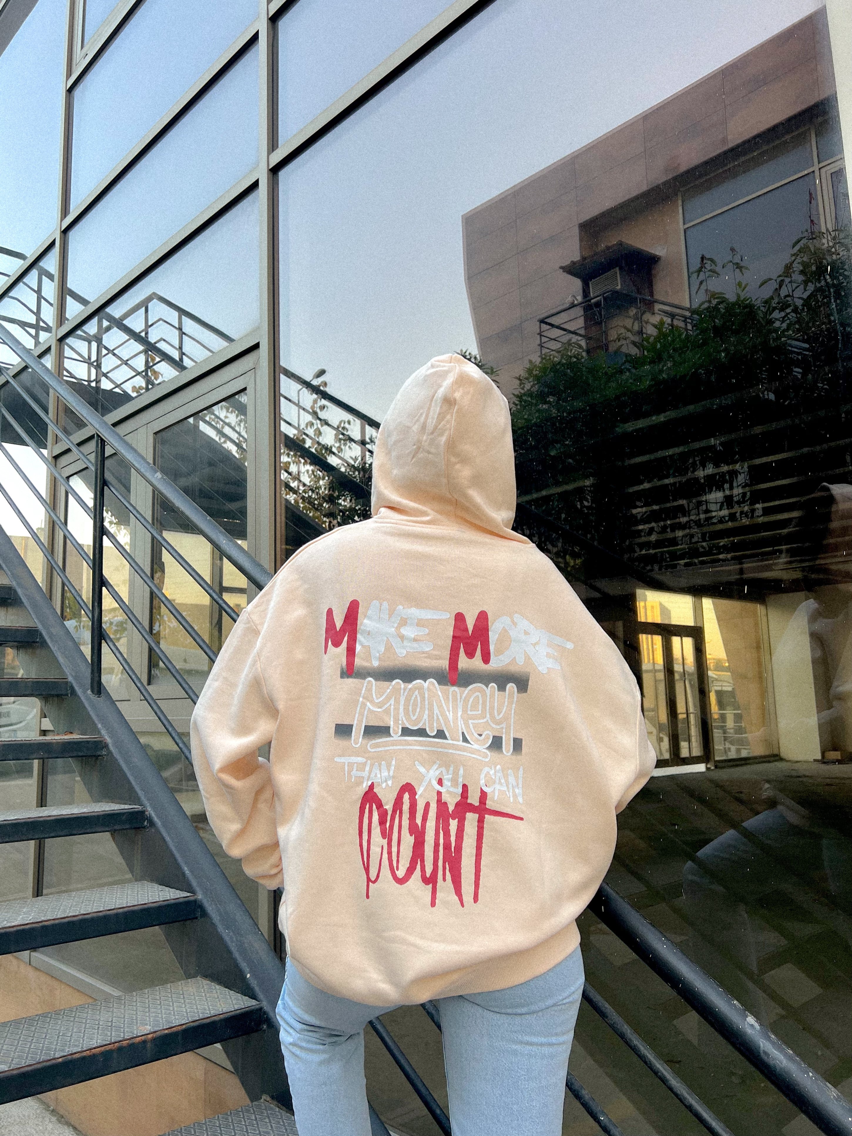 Make Me Money Krem Oversize Hoodie