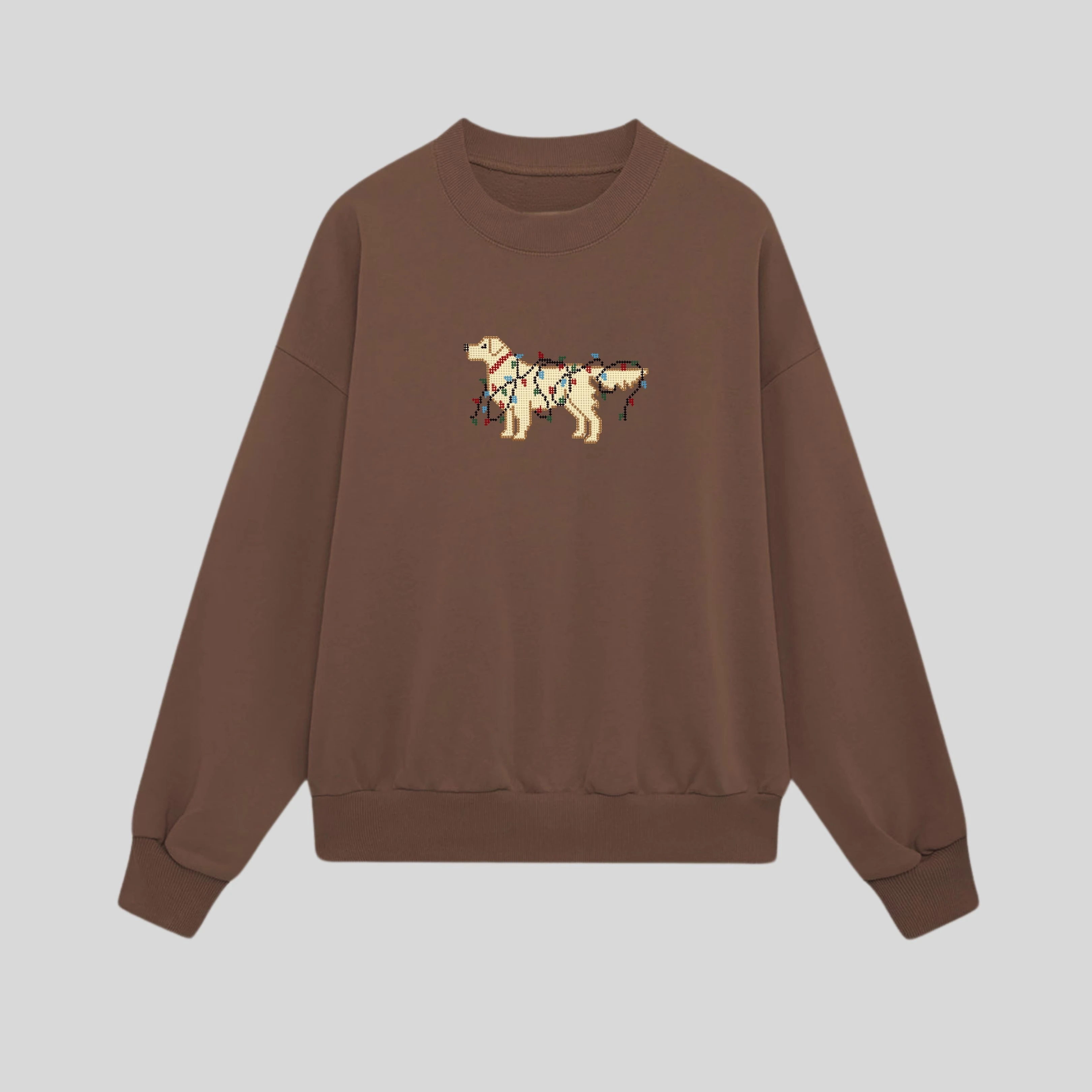 Brown Kanaviçe Oversize Sweatshirt