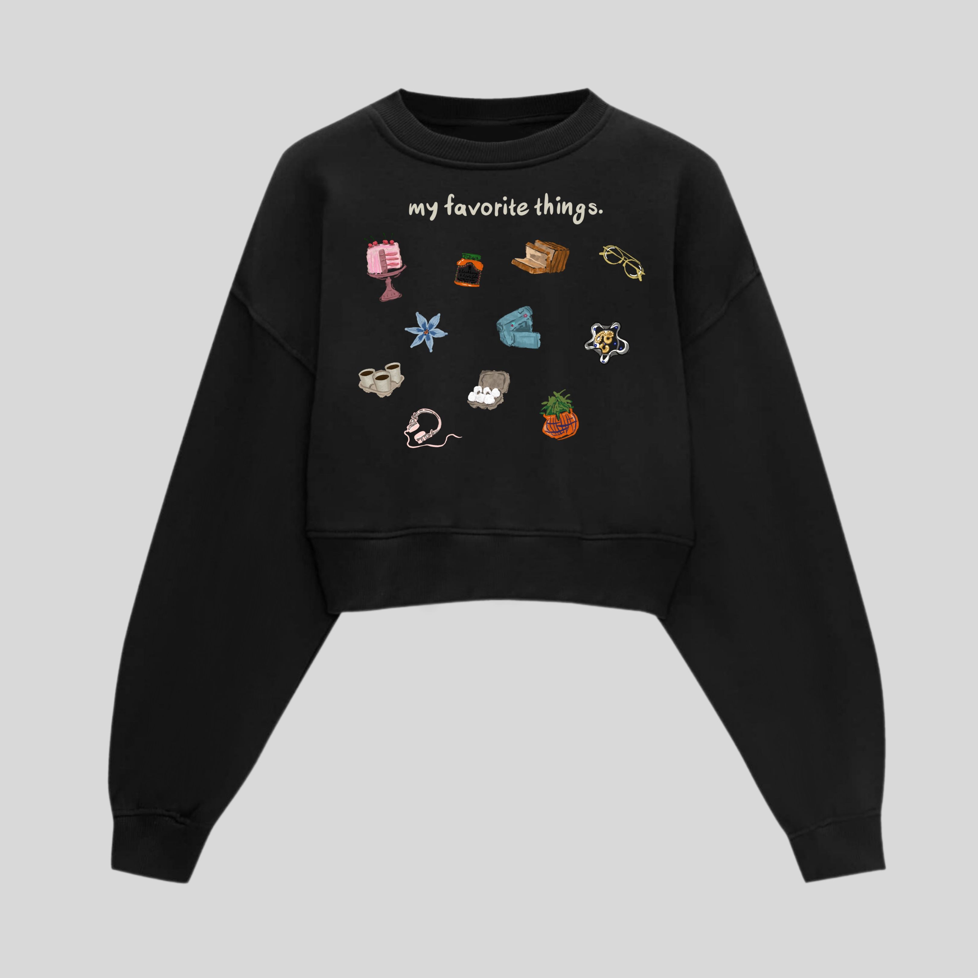 Black Favorite Things Crop Sweatshirt