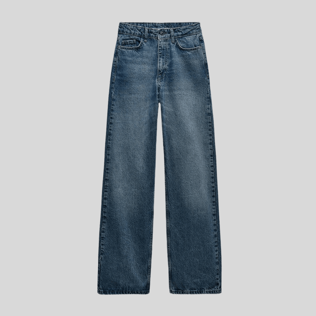 Straight Fit Super Yüksek Bel Jean - Blue