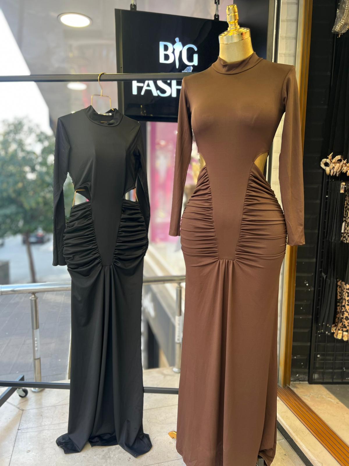 Mikro kumaş maxi boy elbise 