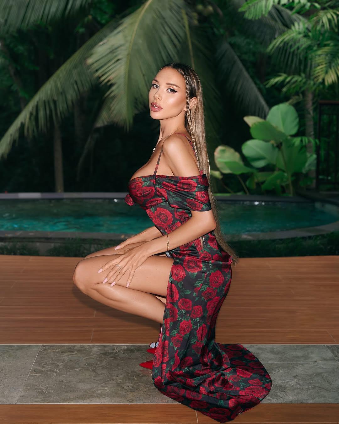 Dijital Desen Maxi Boy Elbise