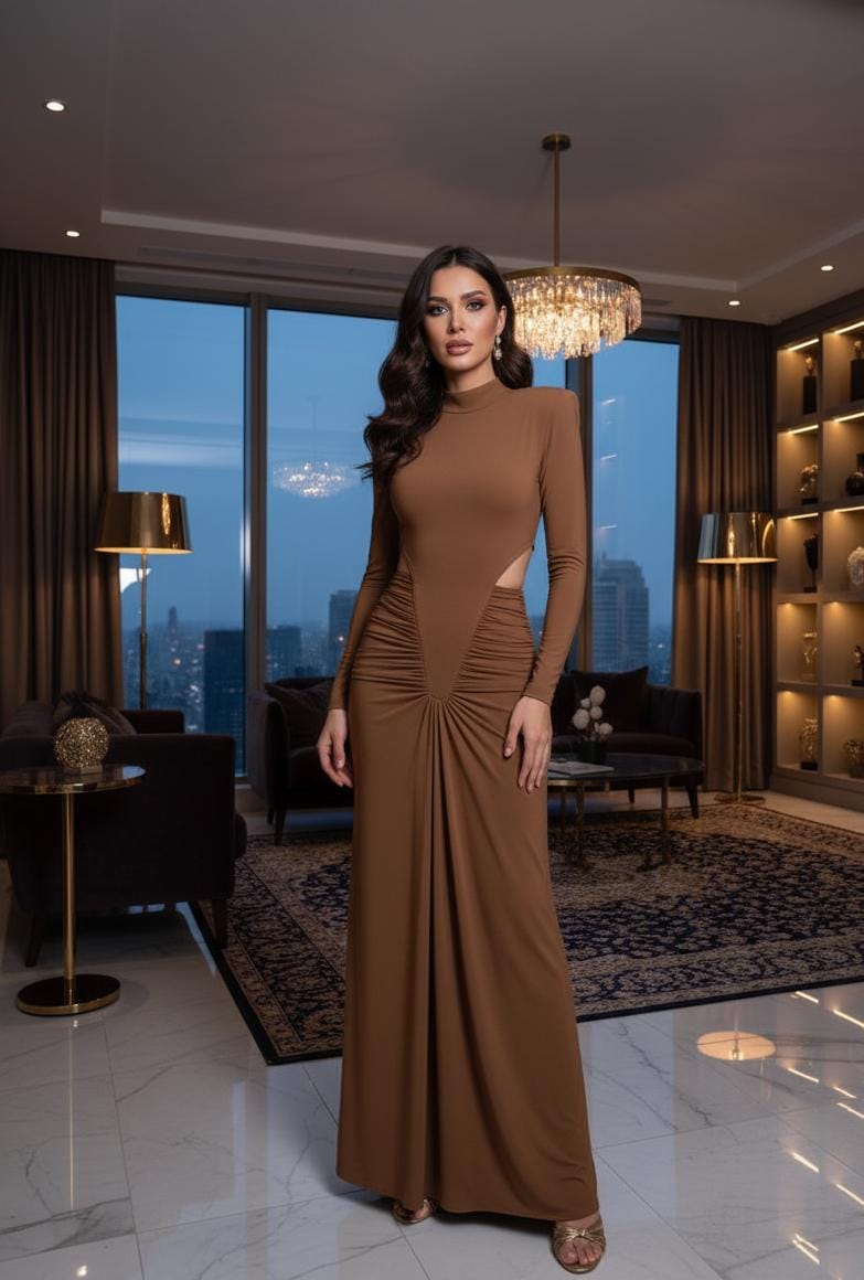 Mikro kumaş maxi boy elbise 