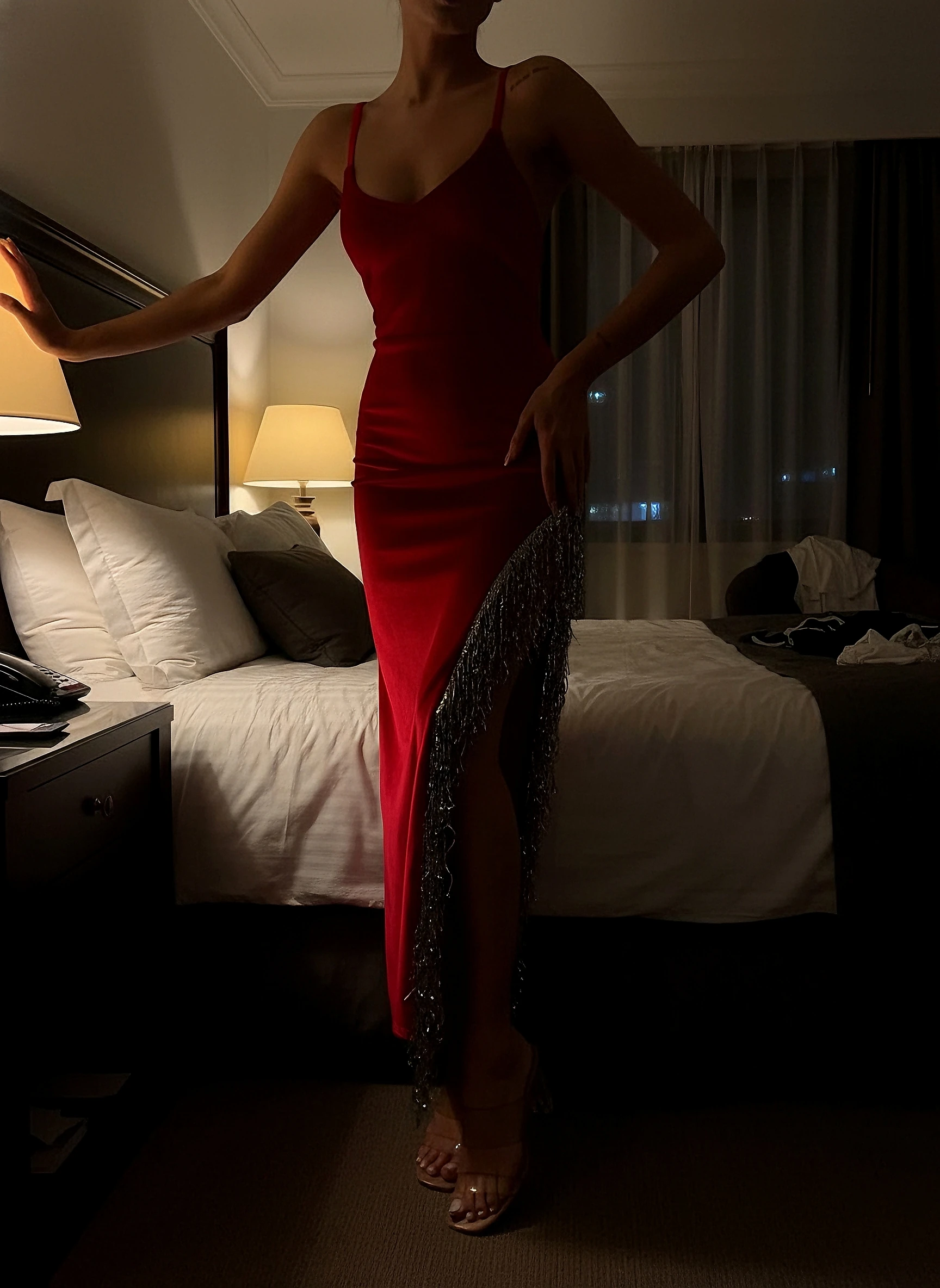 Planet Kırmızı Kadife Kumaş Kalem Maxi Elbise