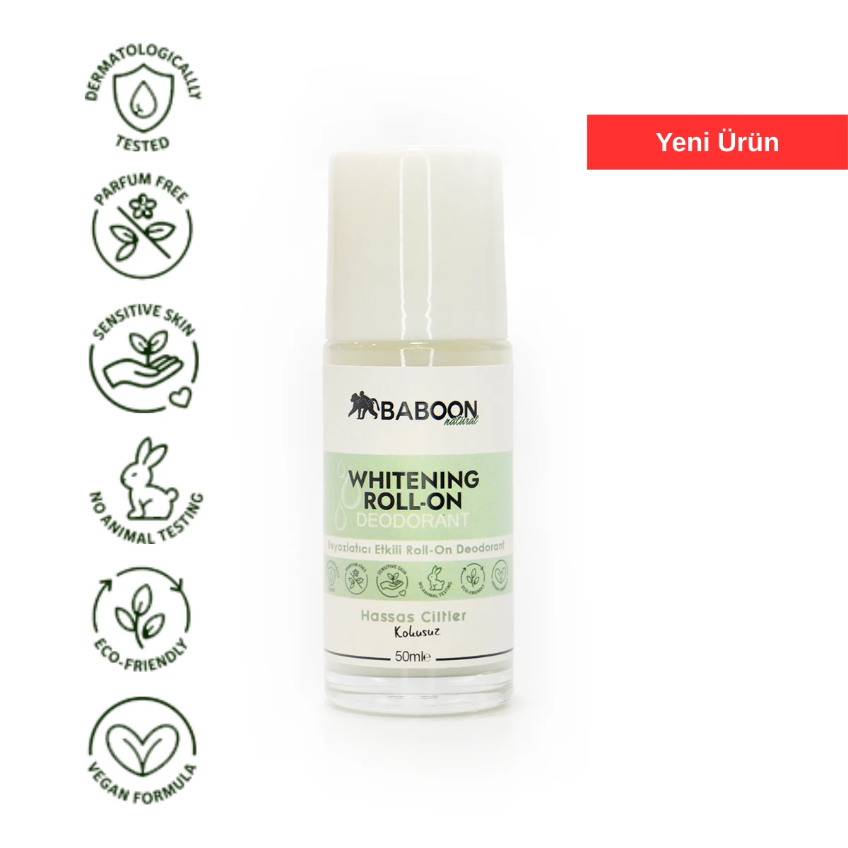 Whitening Roll-On Deodorant | Alüminyum İçermez - Kokusuz - Parfümsüz (Hassas Ciltler)