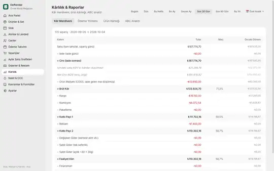 Defterdar: Stok, Maliyet & Kârlılık ekran görüntüsü 2