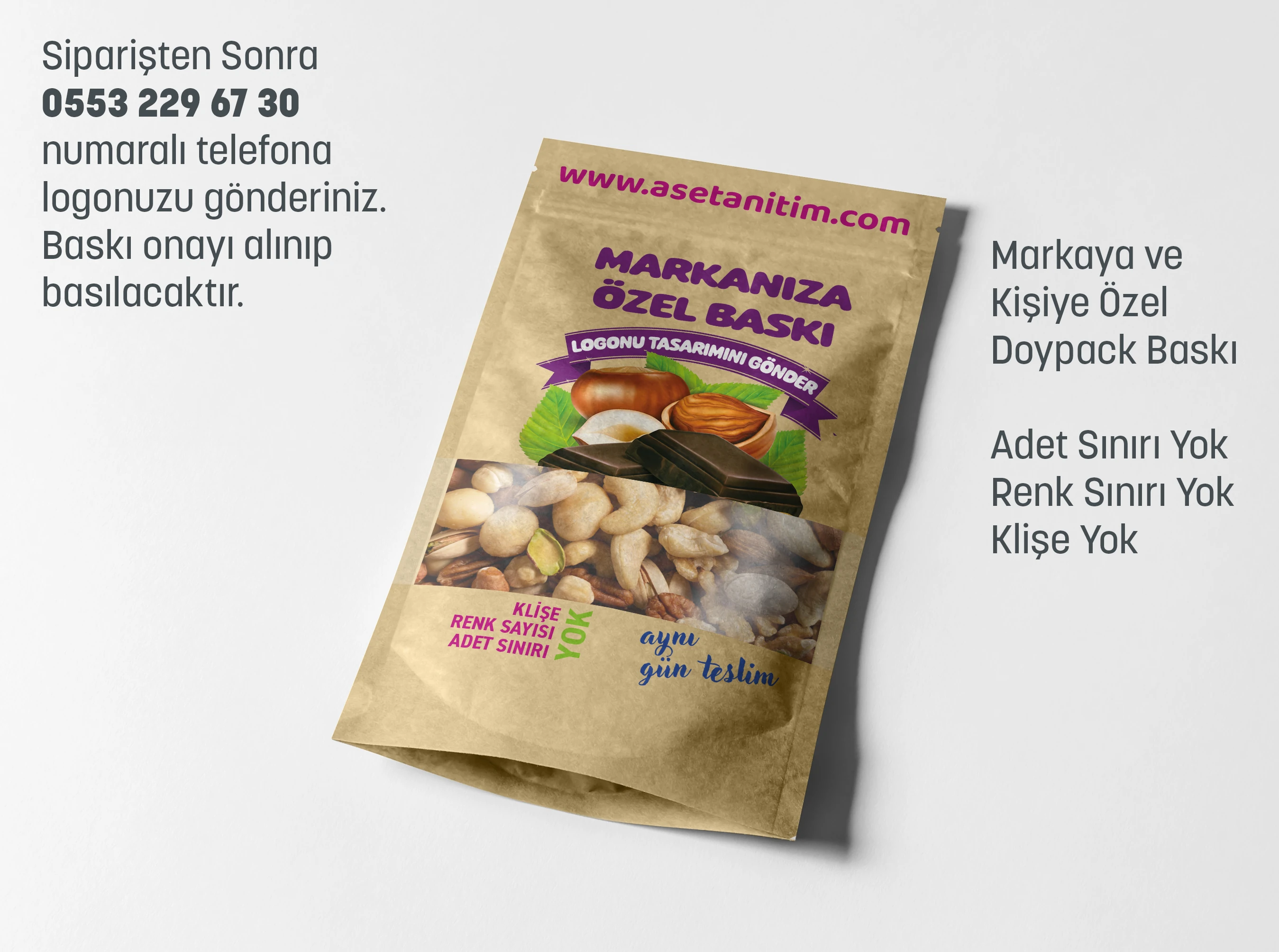 Görsel Baskılı Pencereli Kraft Doypack