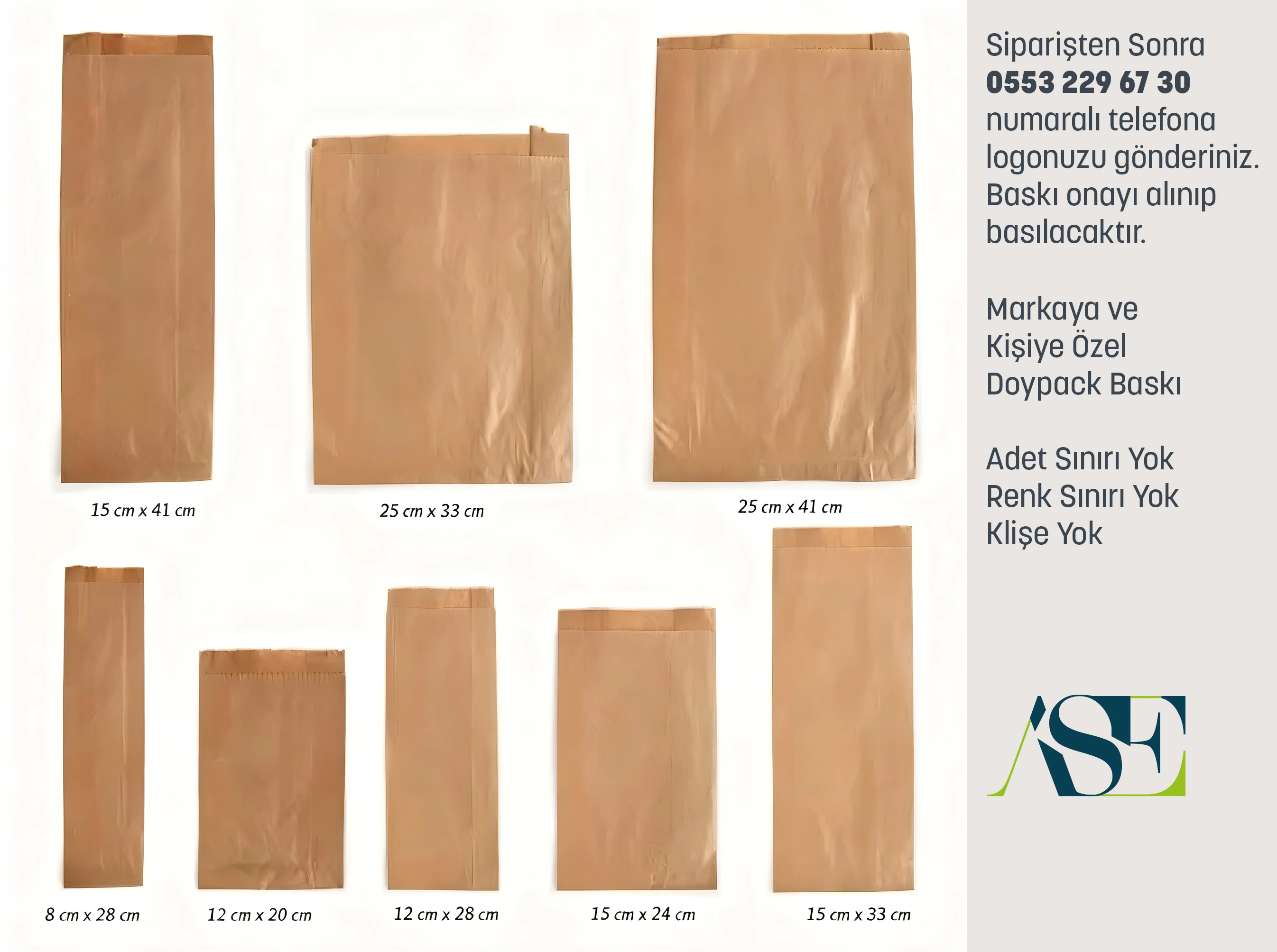 Körüklü Kese Kağıdı Tek Yüz Siyah Baskılı