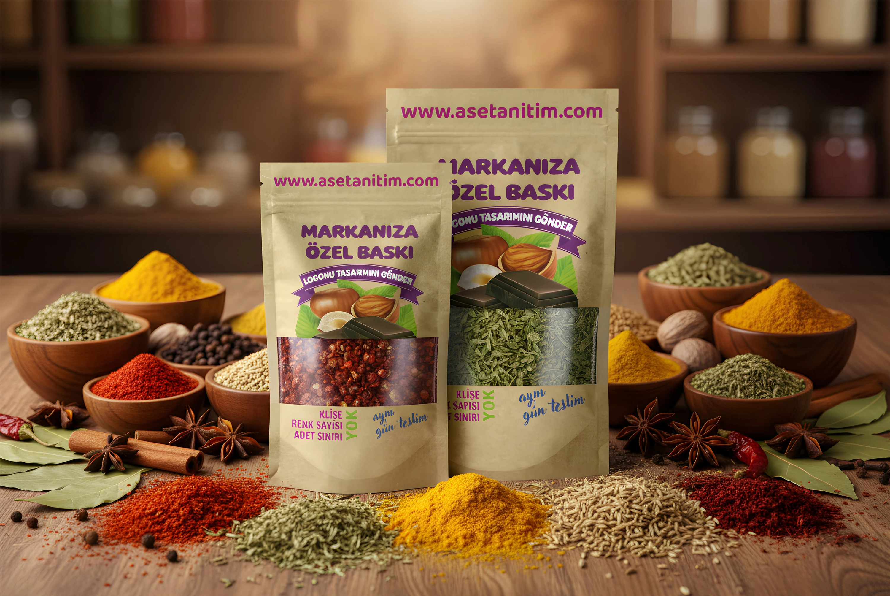 Görsel Baskılı Pencereli Kraft Doypack