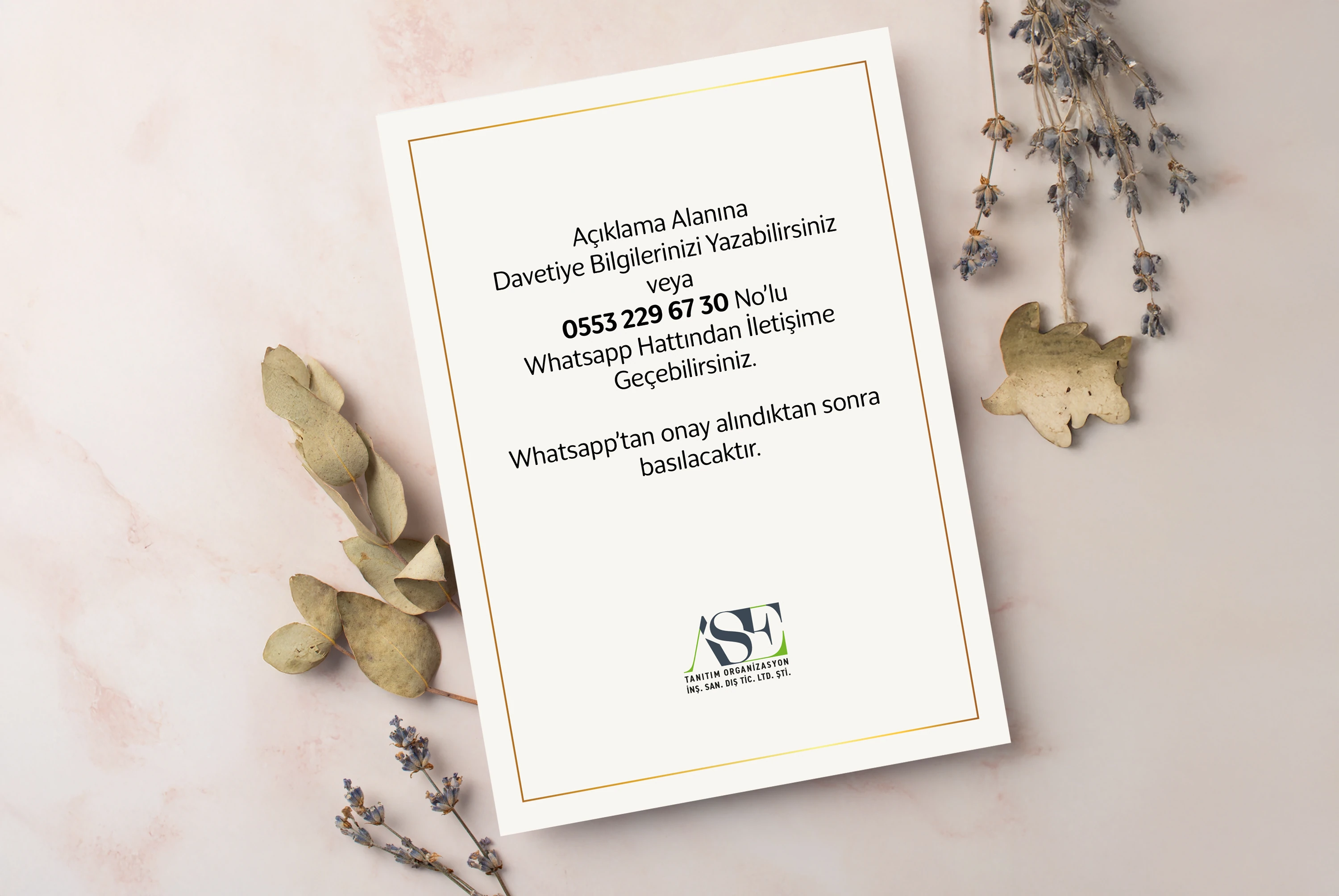 YTD001 Yaldızlı Tuval Davetiye 