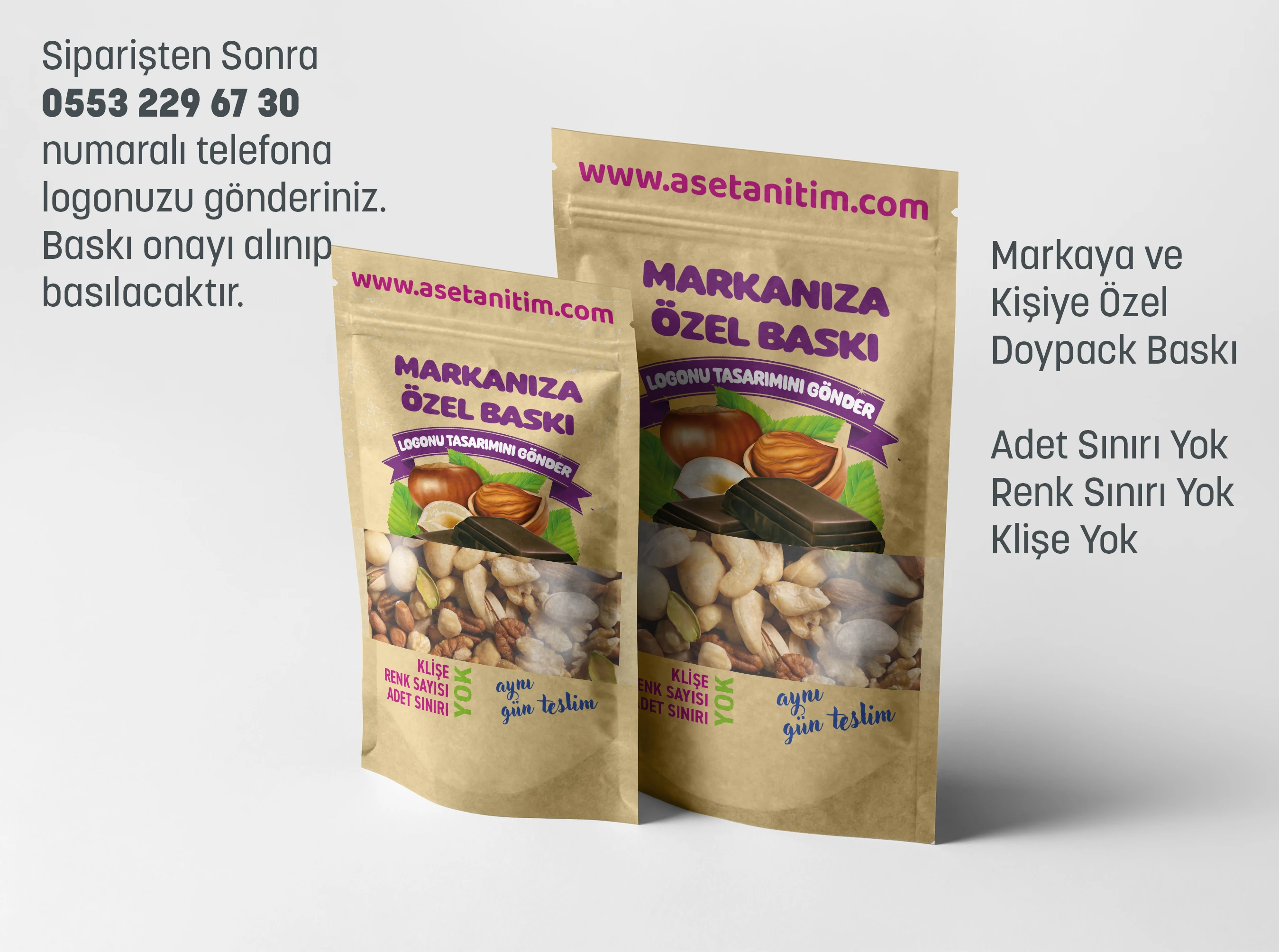 Görsel Baskılı Pencereli Kraft Doypack