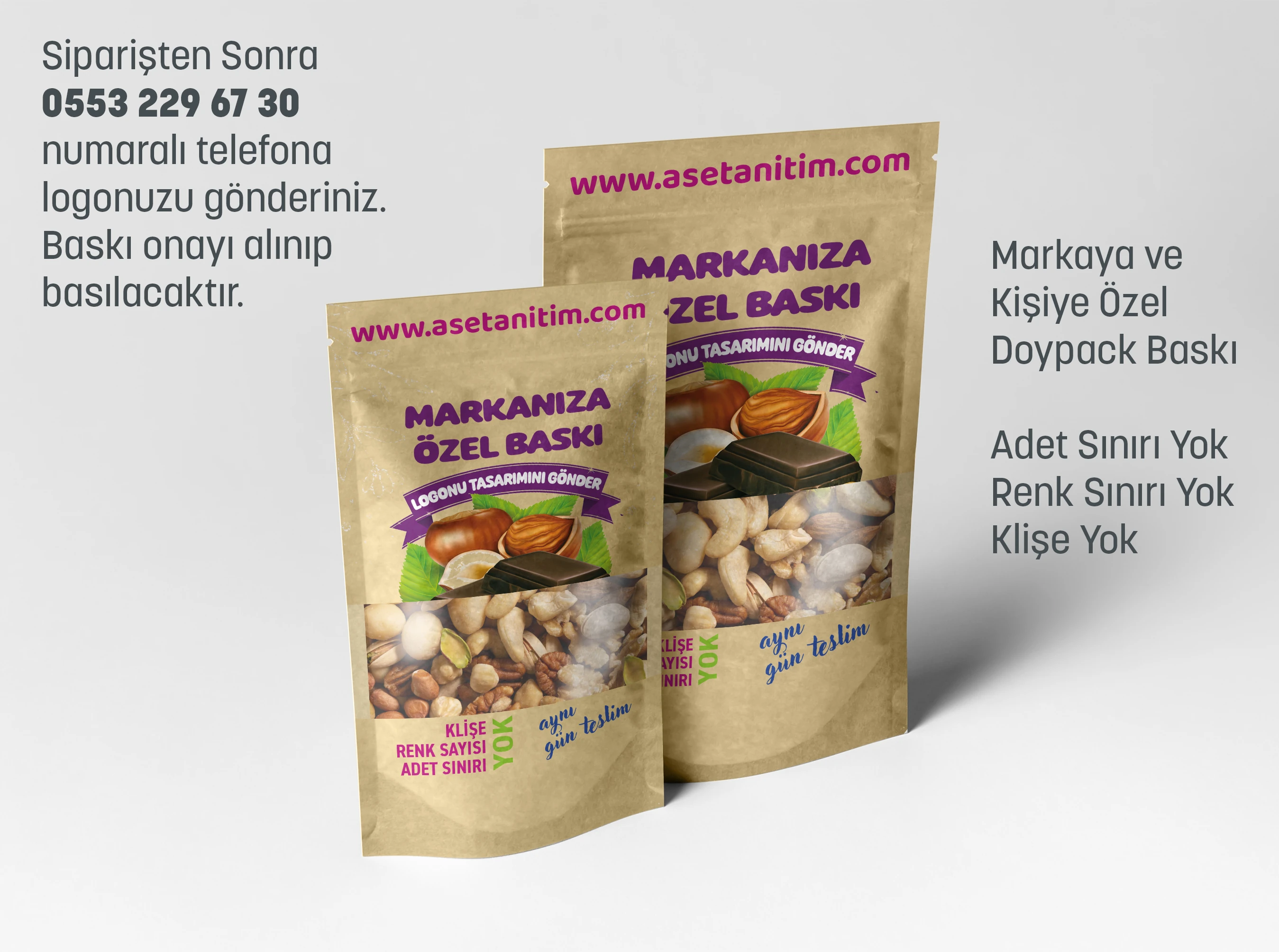 Görsel Baskılı Pencereli Kraft Doypack