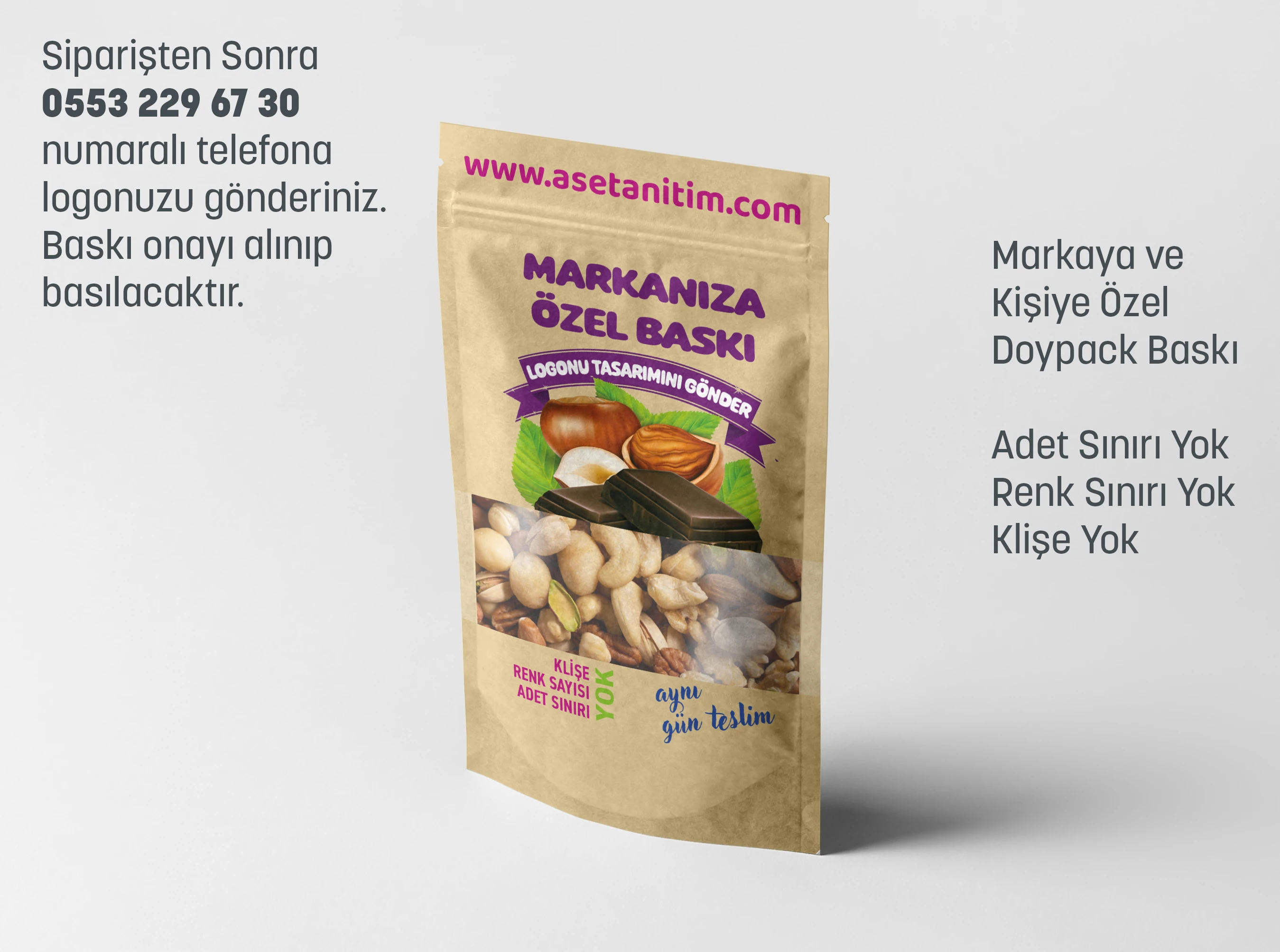 Görsel Baskılı Pencereli Kraft Doypack