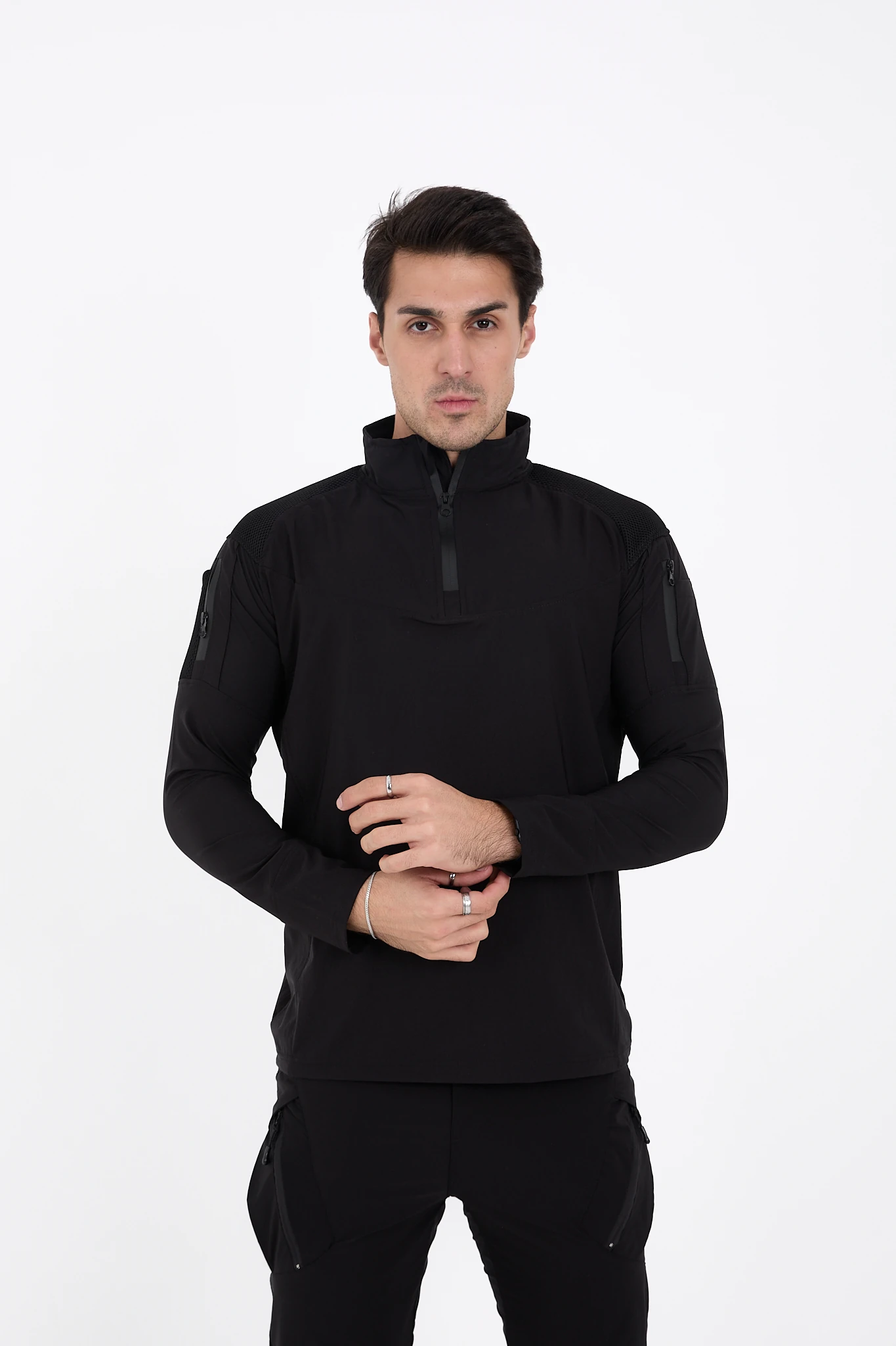 Camp137 Outdoor Tactical Su iticili Erkek Taktik Sweatshirt - SİYAH