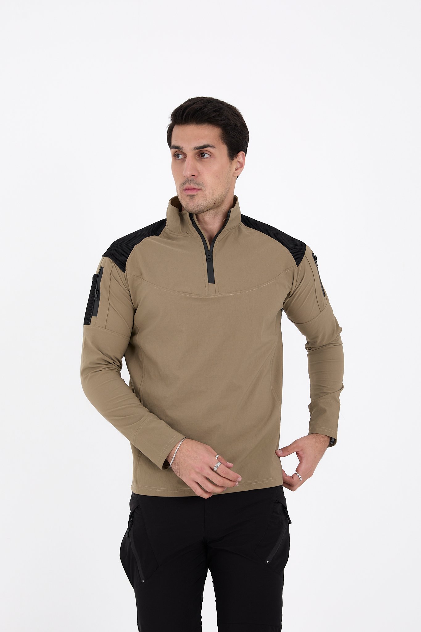 Camp137 Outdoor Sporlikra Erkek Taktik Sweatshirt - BEJ