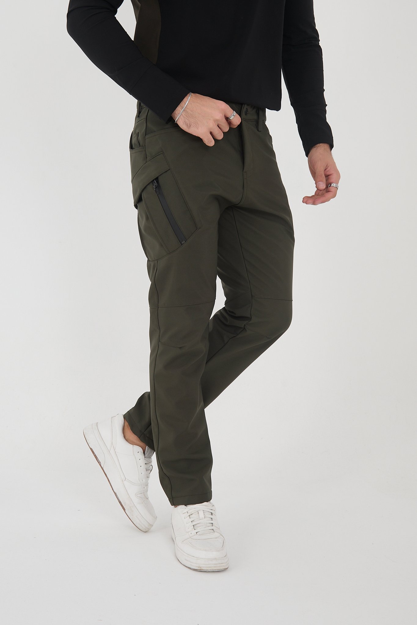 Camp594 Outdoor Tactical Softshell Su Ve Rüzgara Dayanıklı içi Polarlı Kışlık Erkek Taktik Pantolon