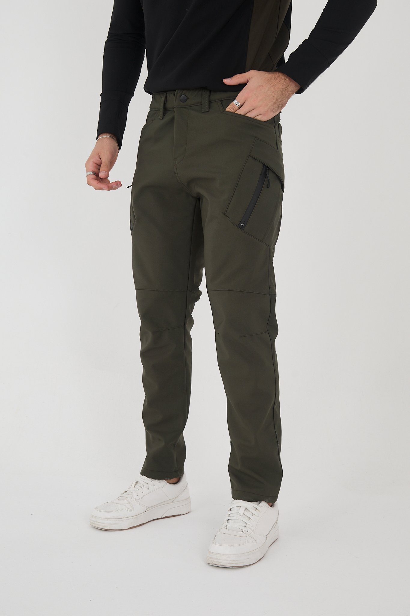 Camp594 Outdoor Tactical Softshell Su Ve Rüzgara Dayanıklı içi Polarlı Kışlık Erkek Taktik Pantolon