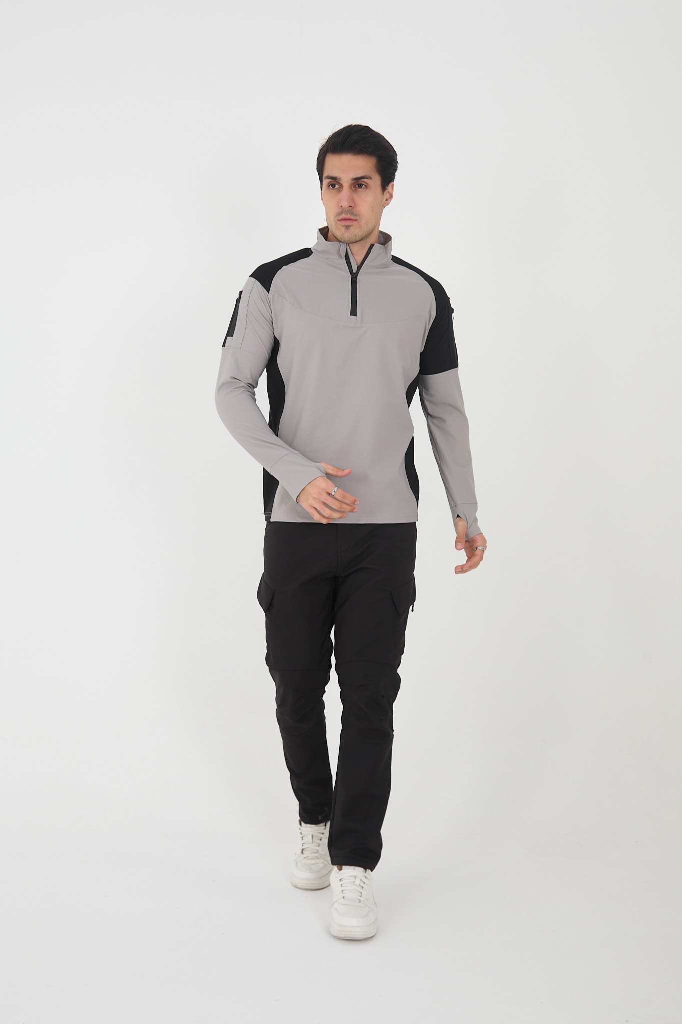 Camp138 Outdoor Tactical Su iticili Erkek Taktik Sweatshirt - Taş-Siyah