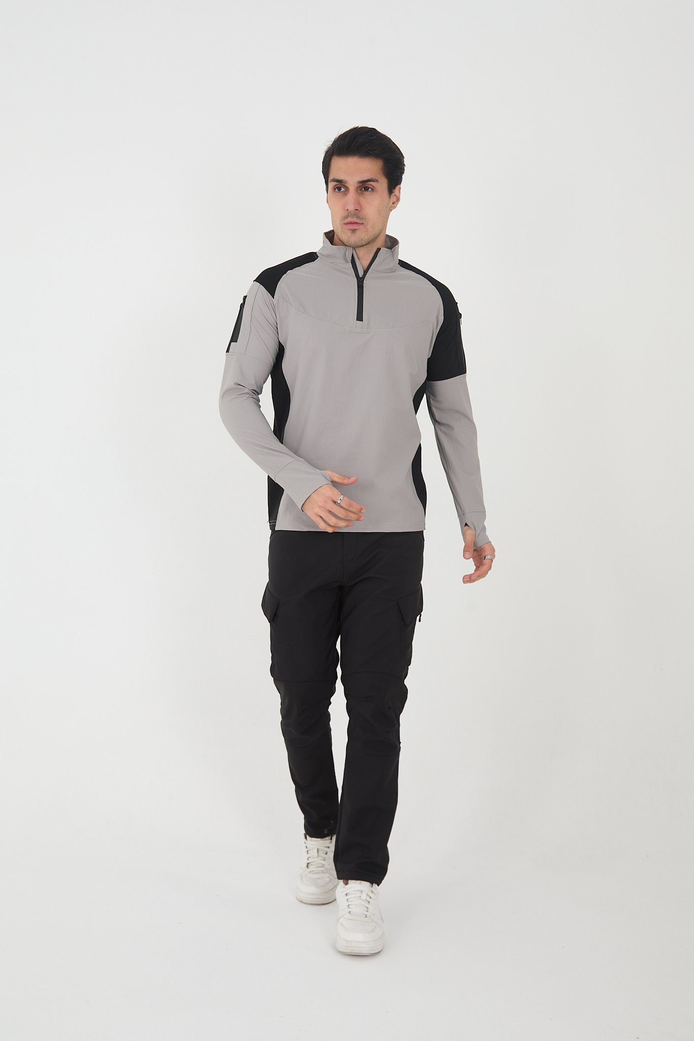 Camp138 Outdoor Tactical Su iticili Erkek Taktik Sweatshirt - Taş-Siyah