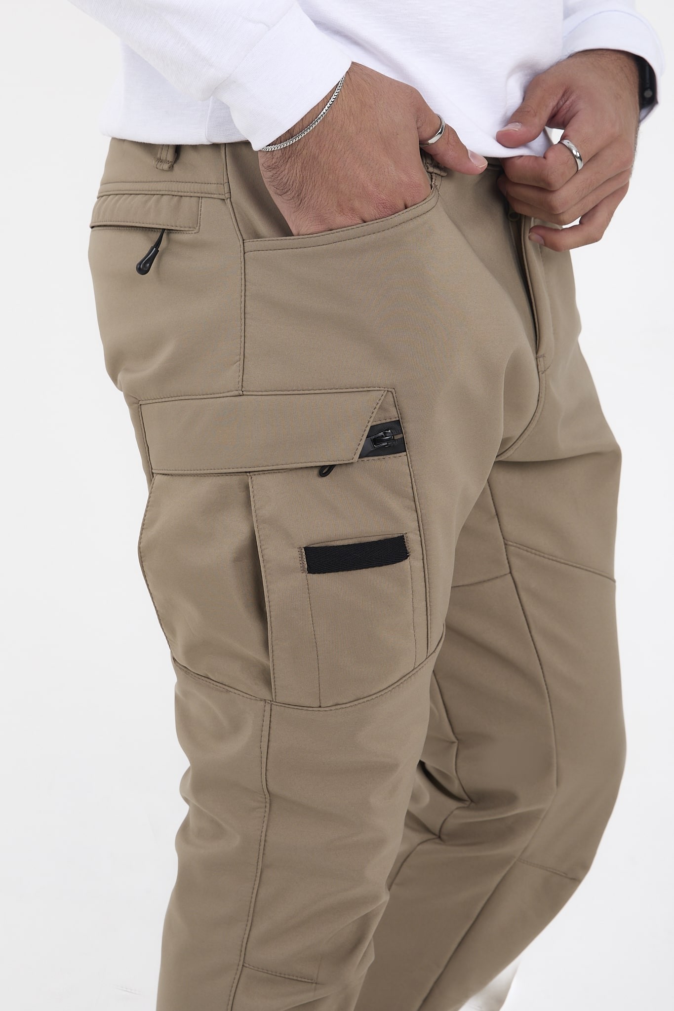 Camp592 Outdoor Tactical Softshell Su & Rüzgara Dayanıklı Kışlık Erkek Taktik Pantolon - BEJ