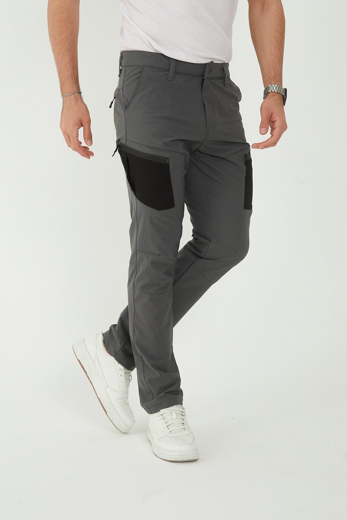 Camp530 Outdoor Tactical Su iticili Likralı Yazlık Erkek Taktik Pantolon - Gri-Siyah