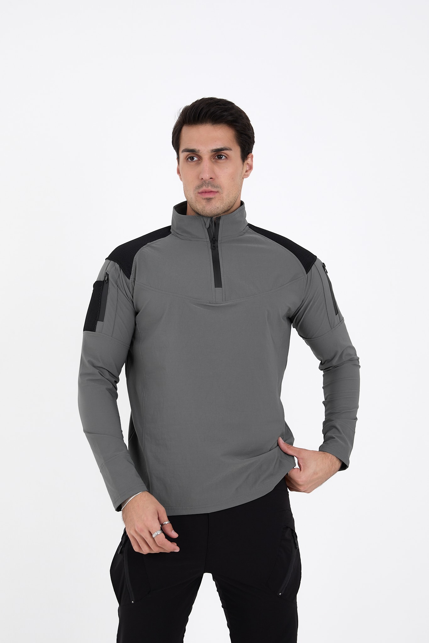 Camp137 Outdoor Tactical Su iticili Erkek Taktik Sweatshirt - GRİ