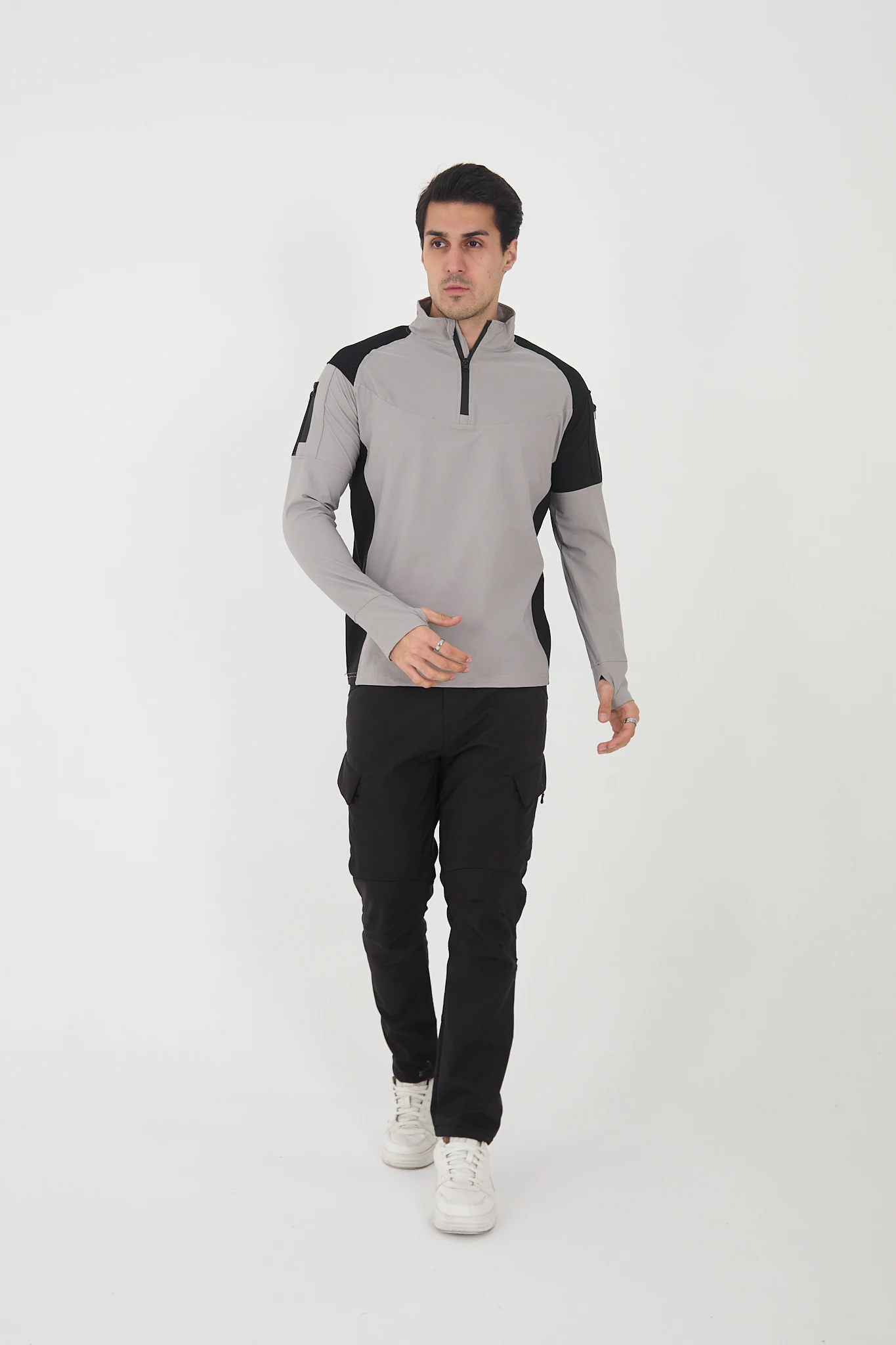 Camp138 Outdoor Tactical Su iticili Erkek Taktik Sweatshirt - Taş-Siyah